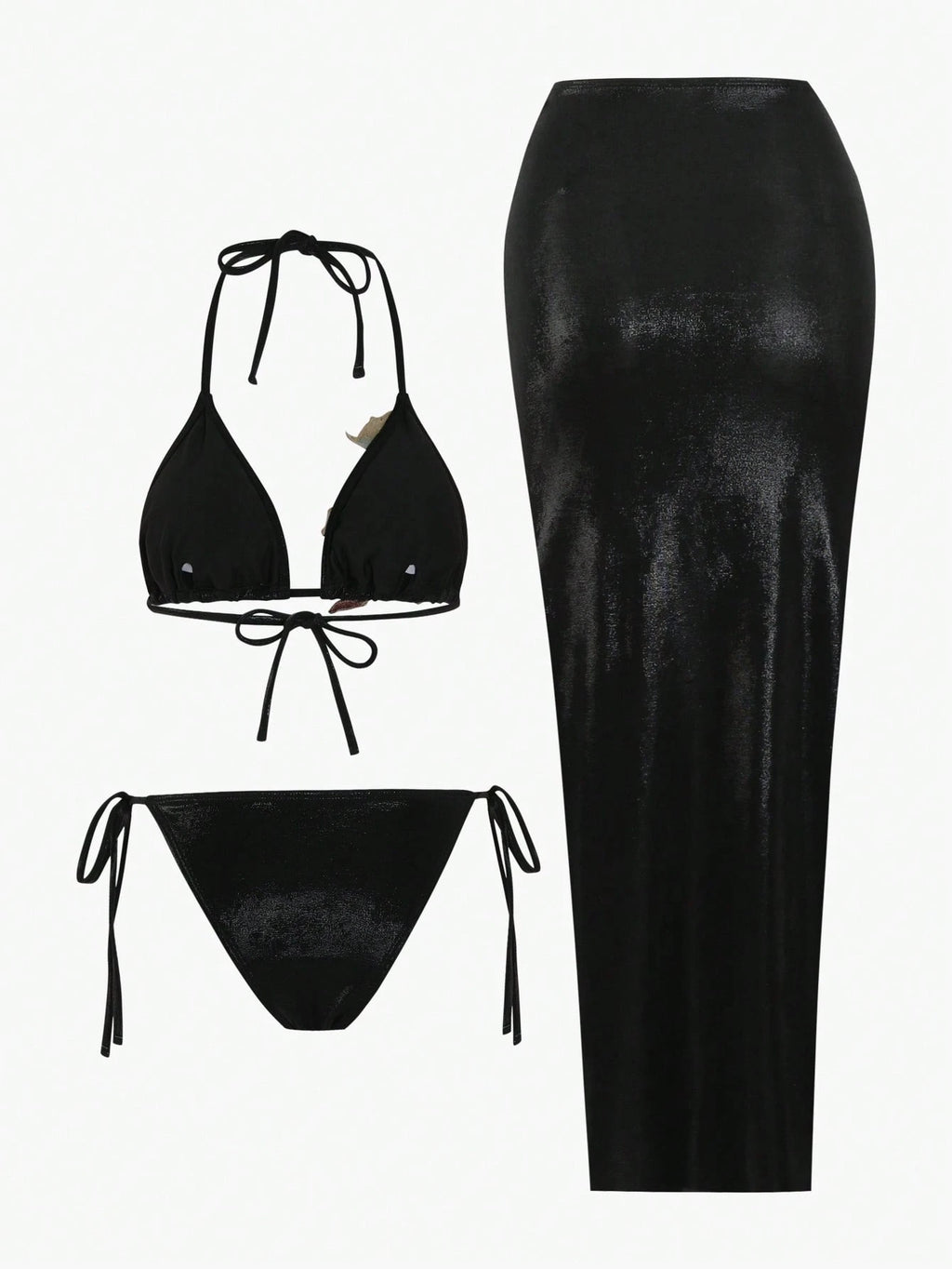 Swim Oasis 3pcs/Set Pink Glittery Summer 70s Retro Holiday Party High-End Shiny