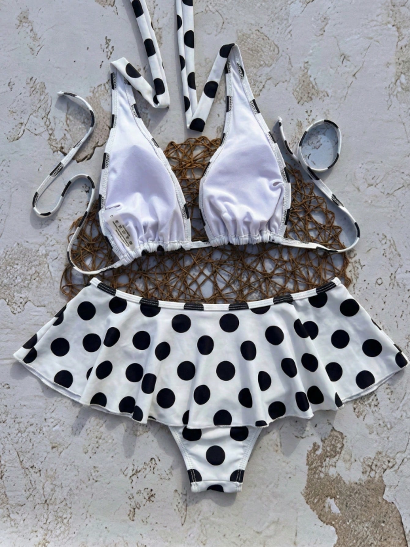 Women's Elegant Plaid Swimsuit Set With Ruffle Details, Suitable For