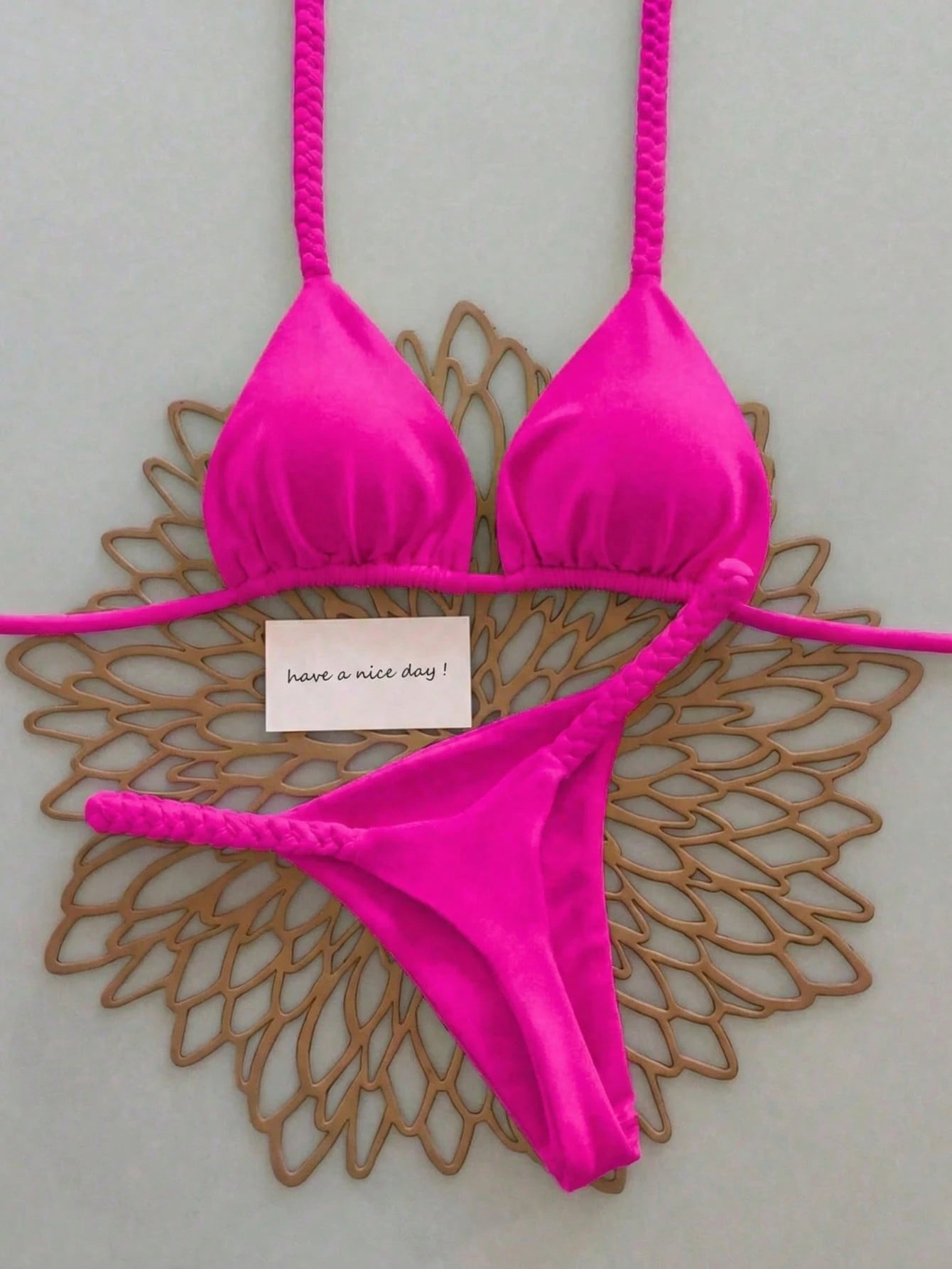 2026 Spring/Summer Black Woven Strap Women's Bikini Set, Sexy