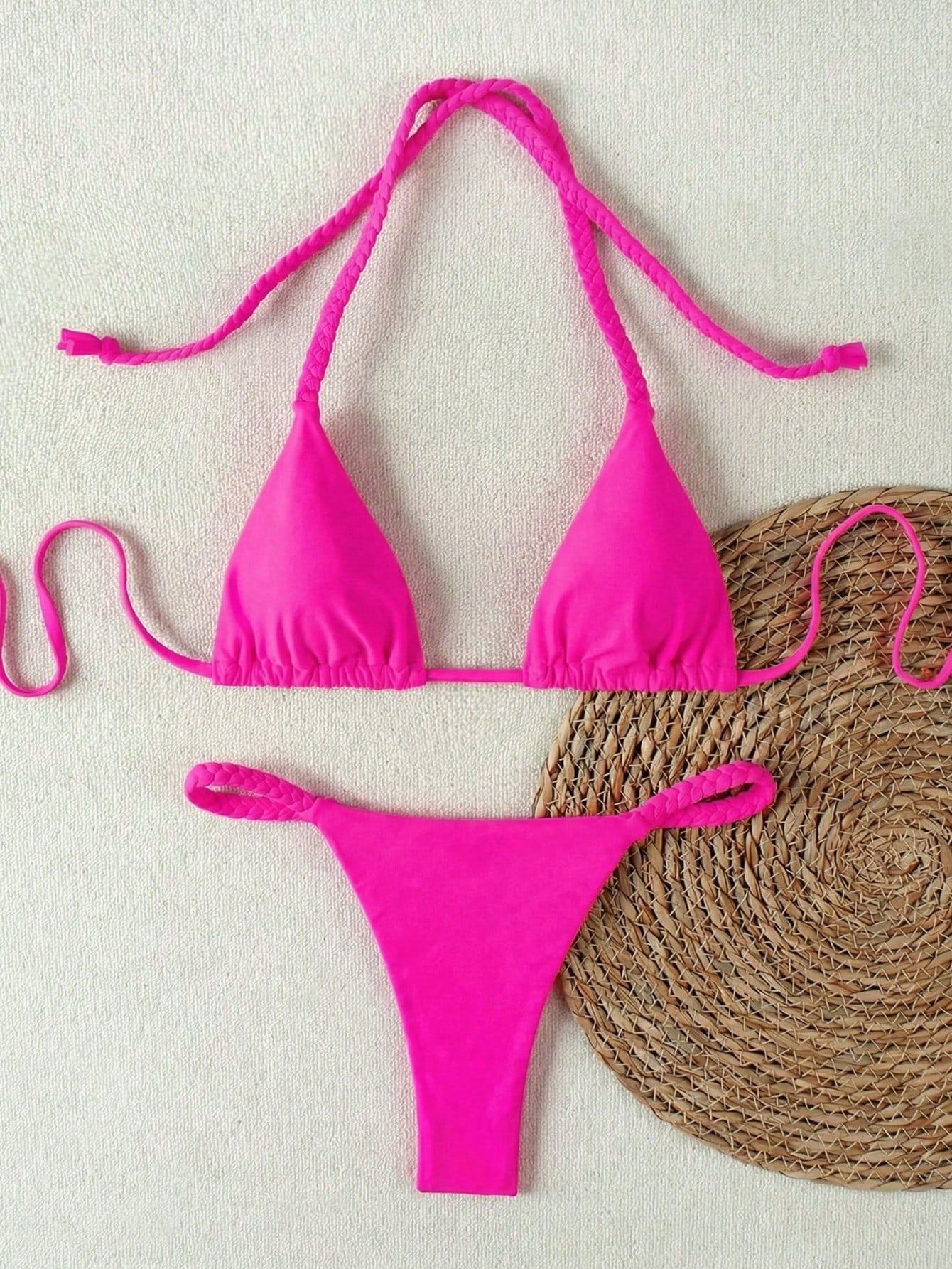 2026 Spring/Summer Black Woven Strap Women's Bikini Set, Sexy