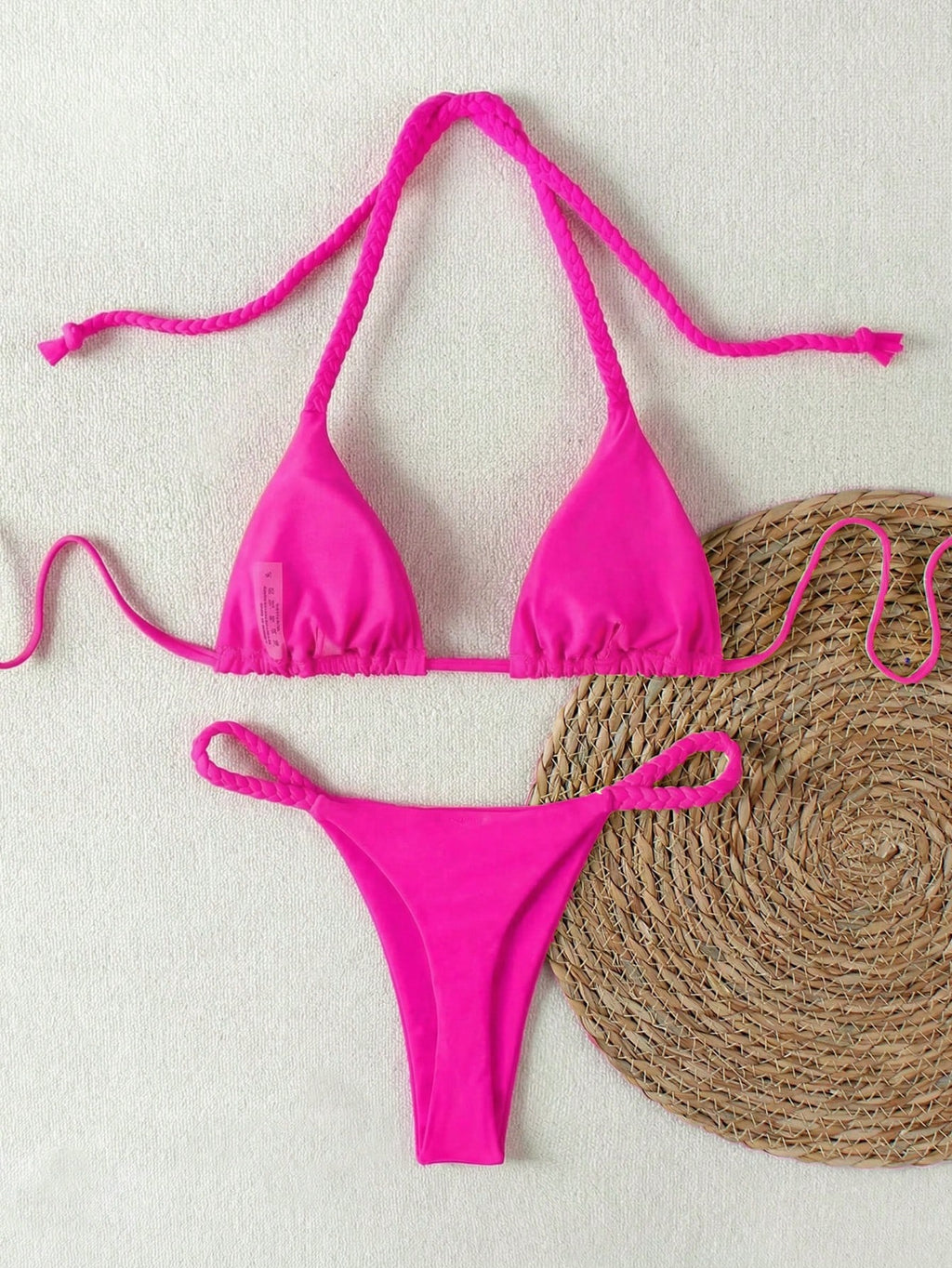 2026 Spring/Summer Black Woven Strap Women's Bikini Set, Sexy