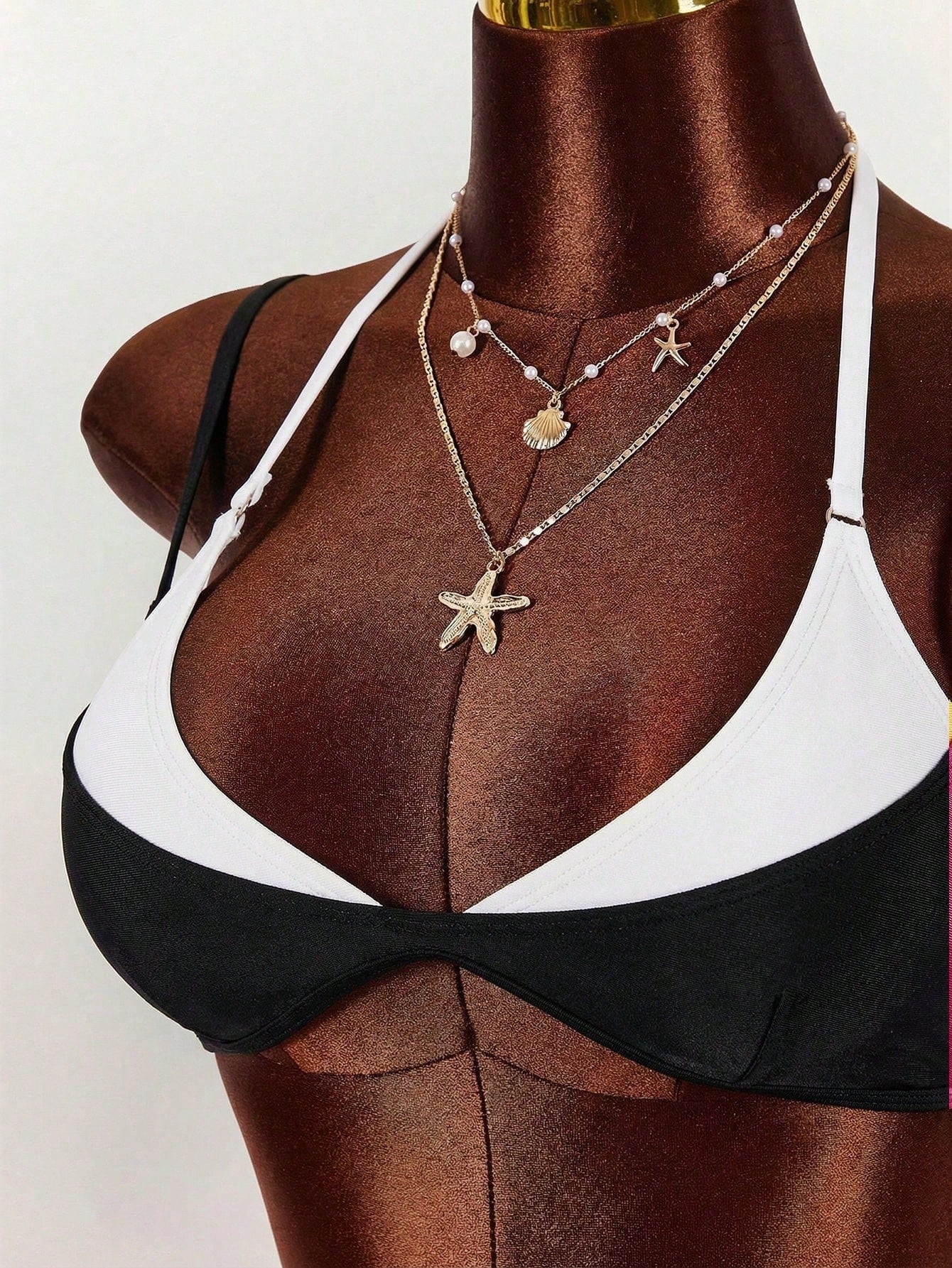 Amplova Women's 2 In 1 Black Contrast Color Set, Sexy Avant-Garde