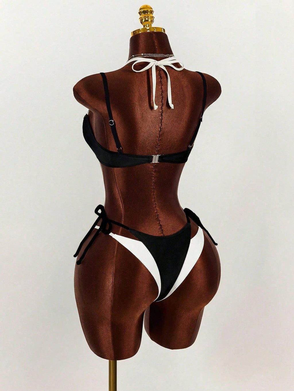 Amplova Women's 2 In 1 Black Contrast Color Set, Sexy Avant-Garde