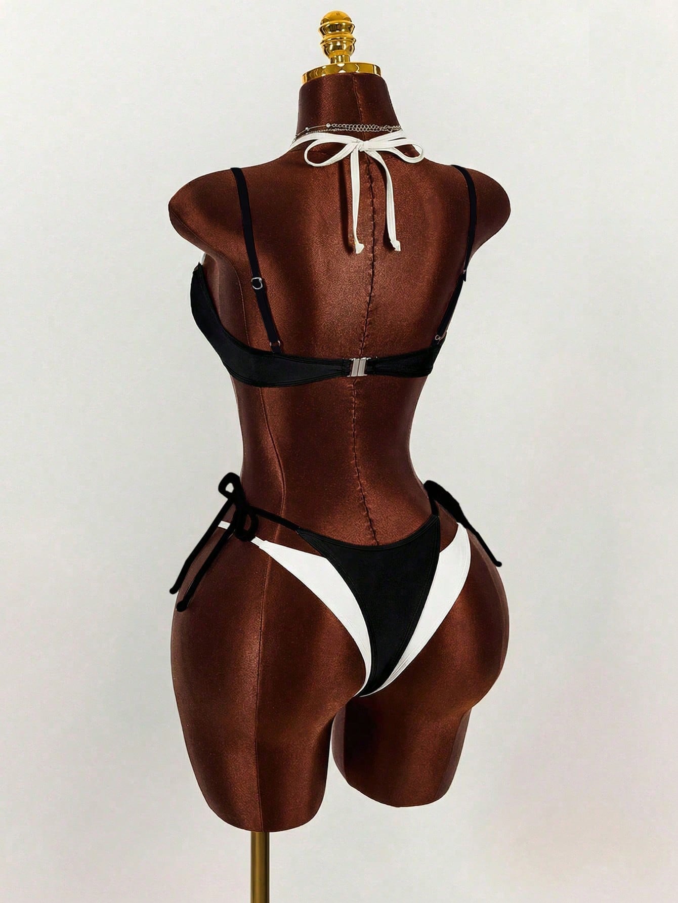 Amplova Women's 2 In 1 Black Contrast Color Set, Sexy Avant-Garde
