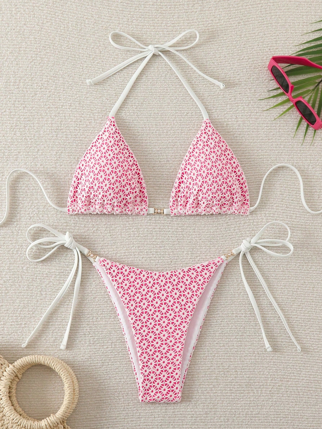 Swim Mod Springbreak Women's Sexy Halter Tie Front Bikini Set, Summer