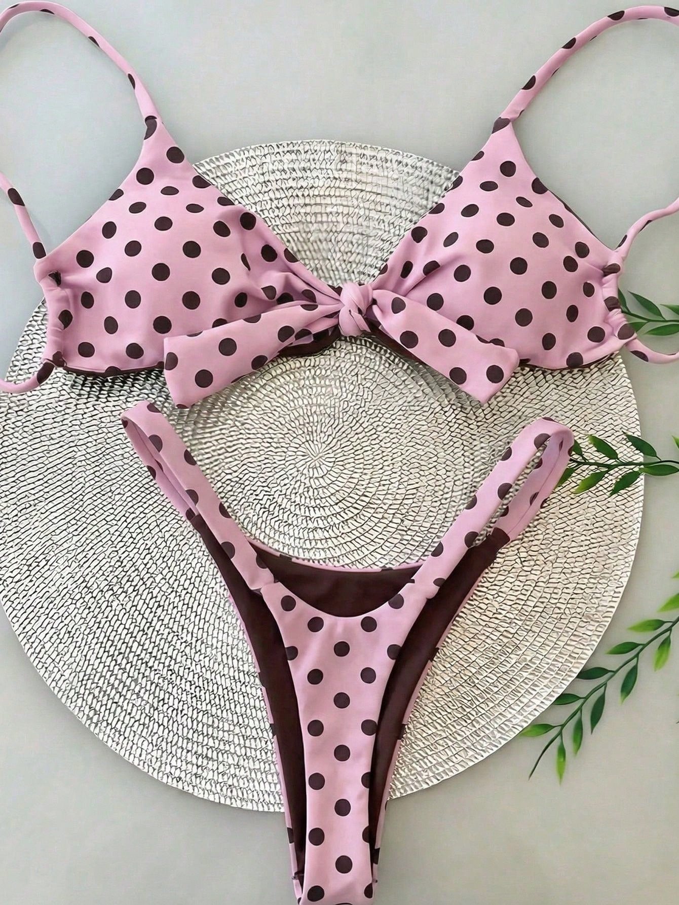 Women's Polka Dot Print Spaghetti Strap Bikini Set, Suitable For Christmas, New Year And Other Important - image 11