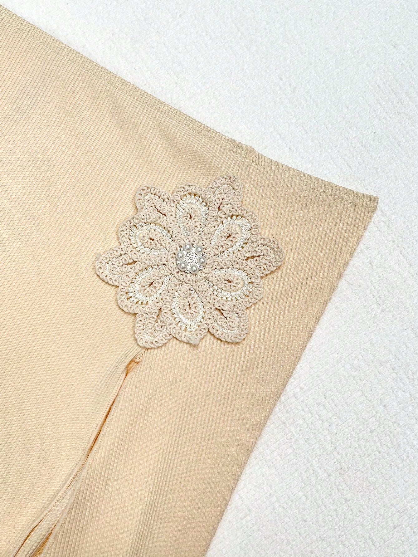 Elegant And Sexy Beige Women's Crochet Hollow Out Three Piece Bikini