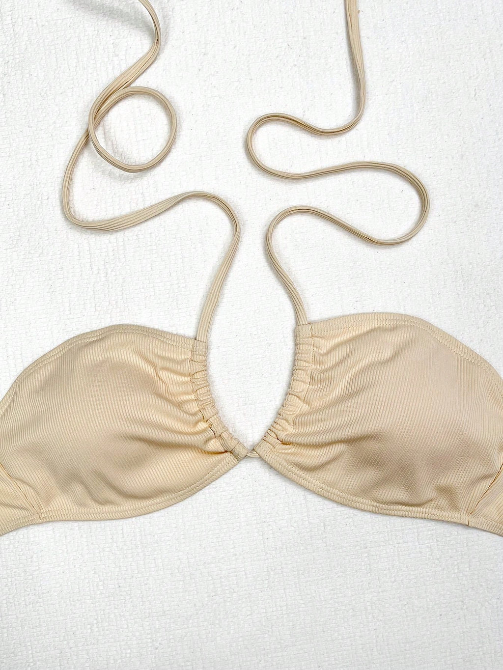 Elegant And Sexy Beige Women's Crochet Hollow Out Three Piece Bikini
