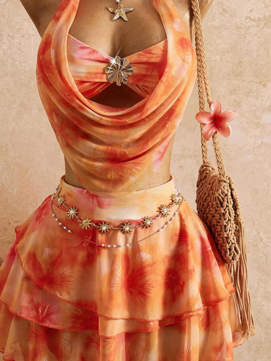 Bellisia 2026 Spring/Summer Vacation Romantic Floral Print Halter