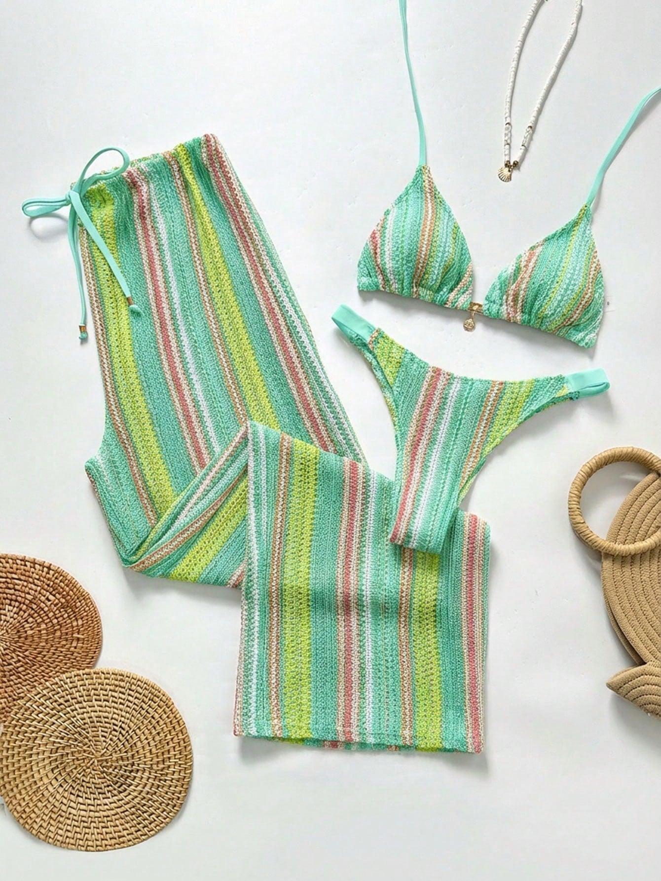 Swim Chicsea 26SS Spring/Summer Vacation Beach BOHO Braided Brown-Red