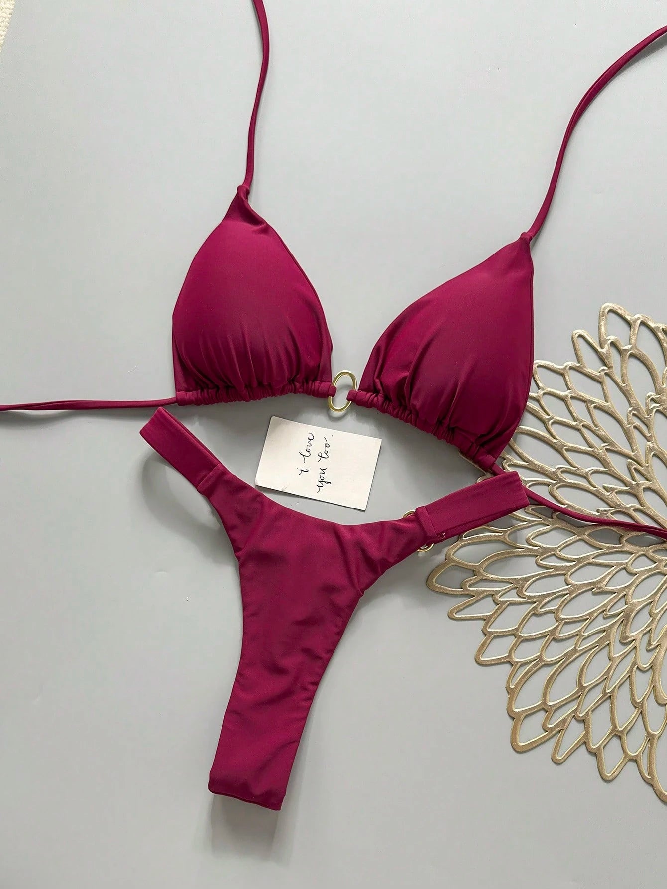 Women's Halter Tie Bikini Set, High Elasticity Sexy Bohemian Style Swimwear Vacation Beach Summer, Resort Wear - image 3