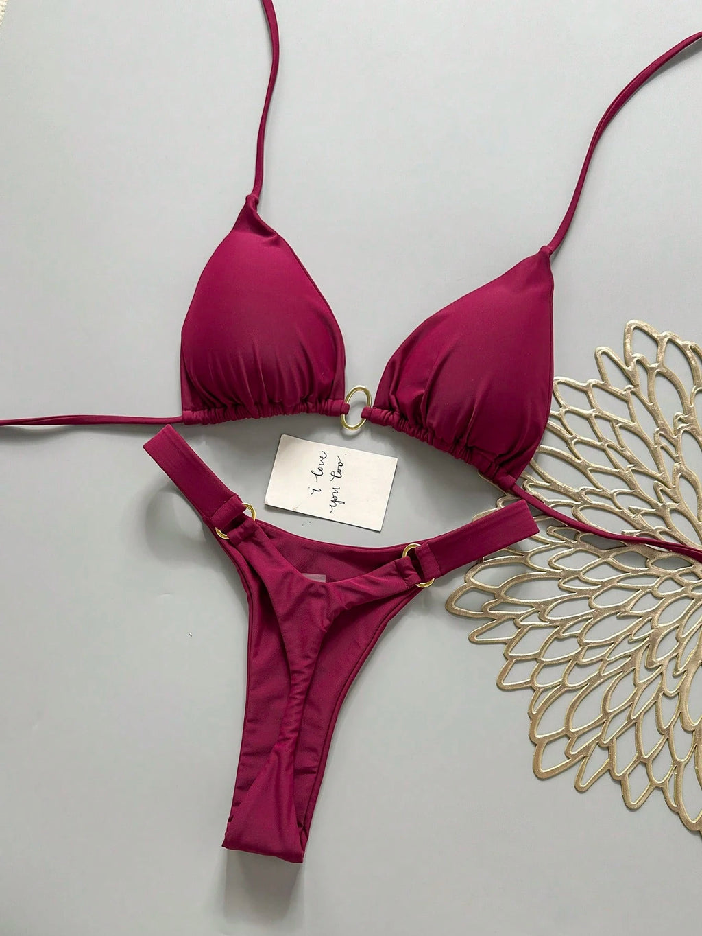 Women's Halter Tie Bikini Set, High Elasticity Sexy Bohemian Style