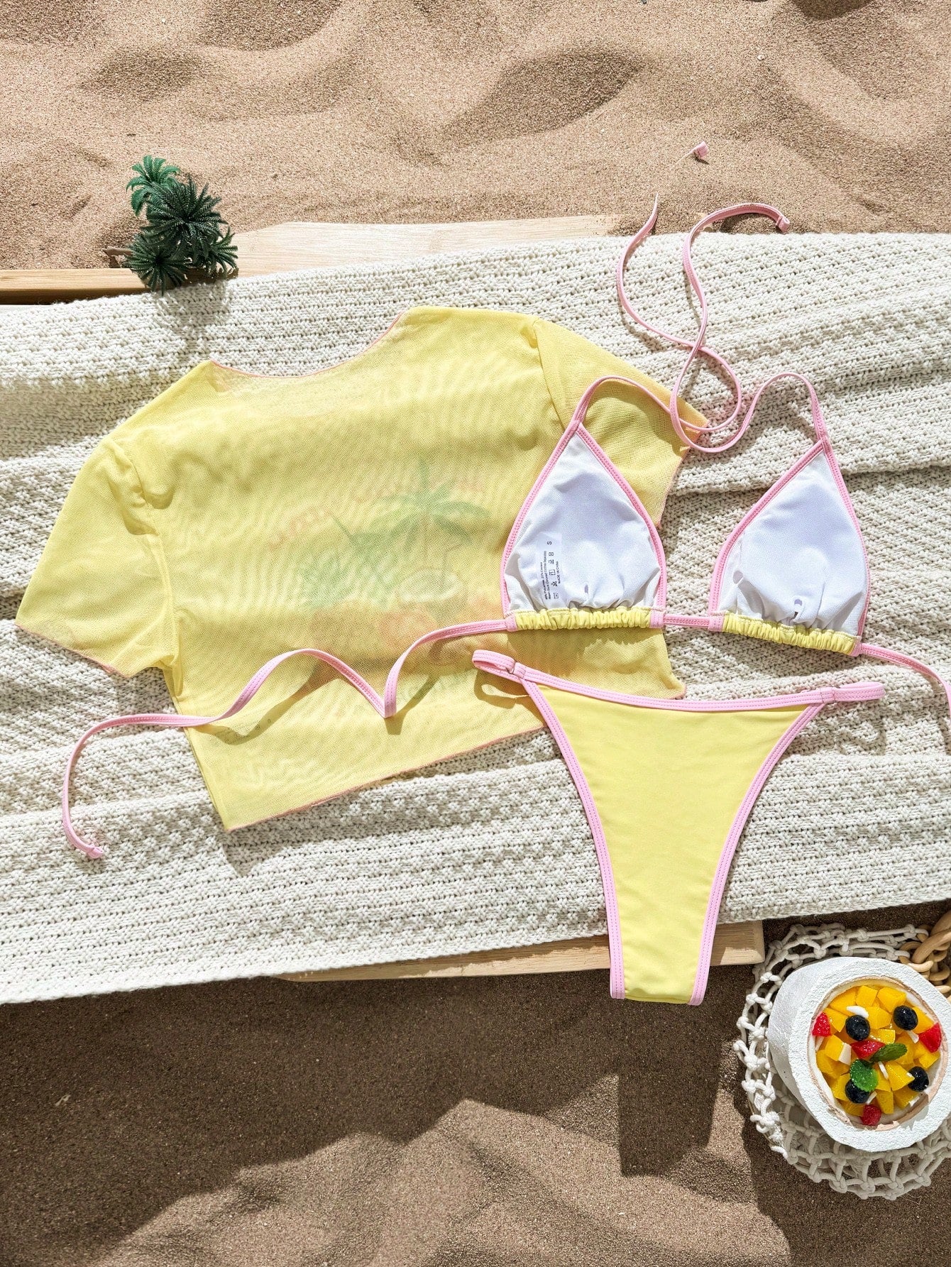 Swim Vcay 2026 New Women's Printed Triangle Bikini Top With Mesh