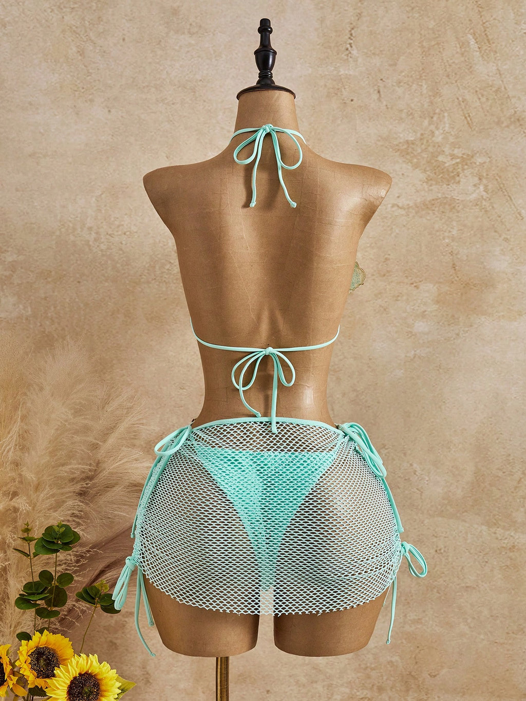Bellisia New Spring/Summer 3 PiecesBikini Set With Floral Print, Textured Fabric