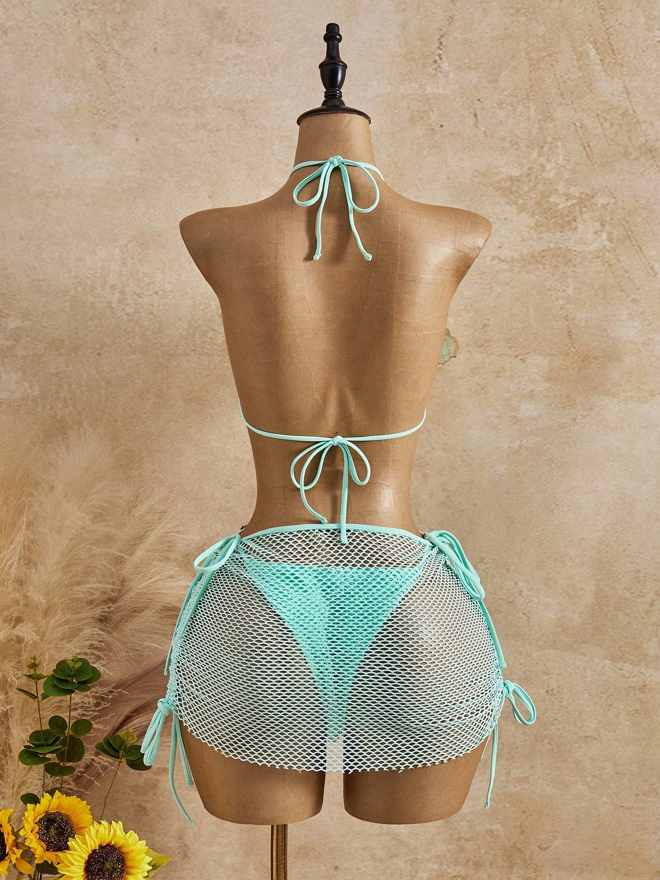 Bellisia New Spring/Summer 3 PiecesBikini Set With Floral Print, Textured Fabric