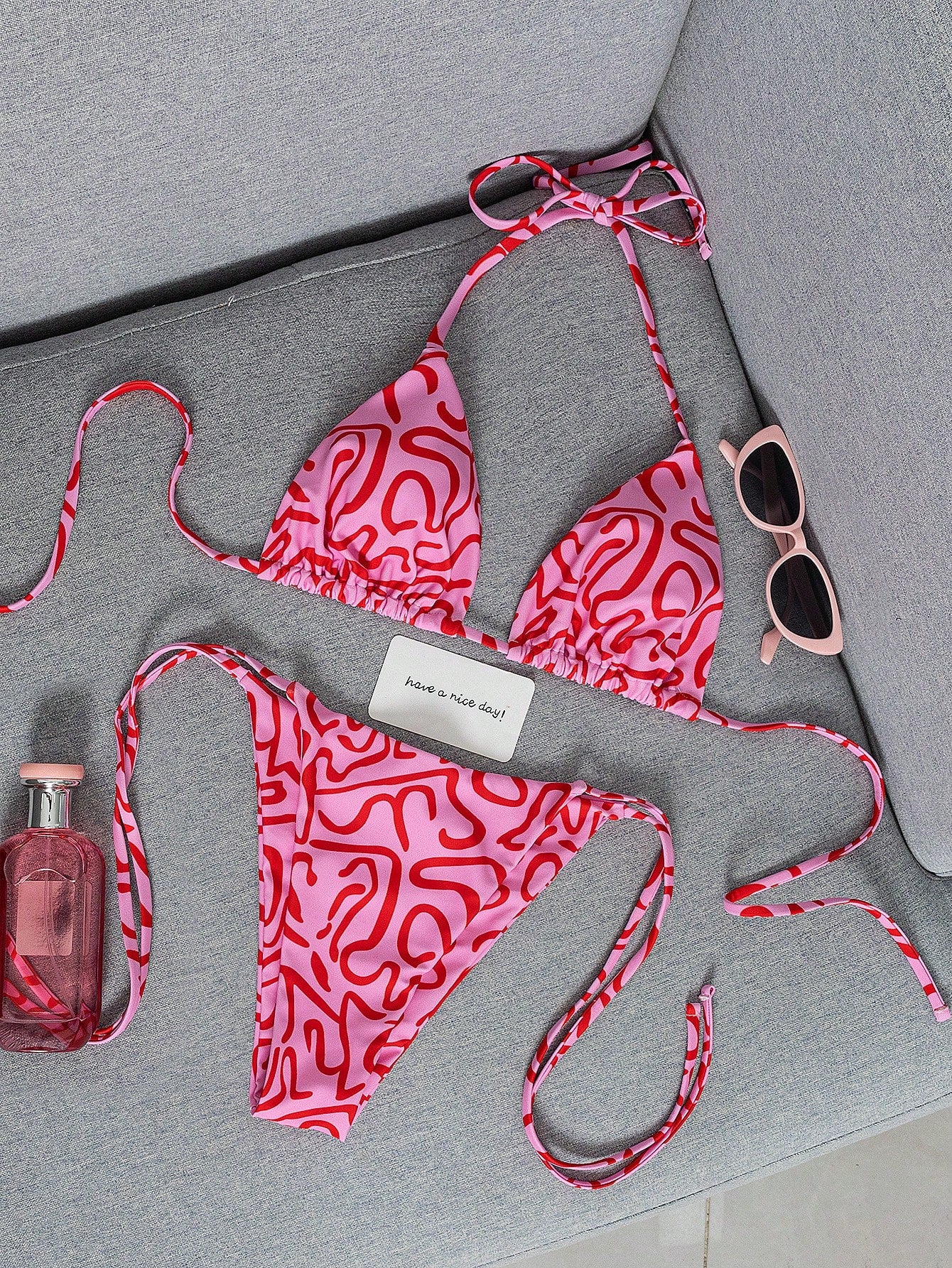 2026 Fashion Sexy Faux Wood Grain Personalized Print Women's Bikini