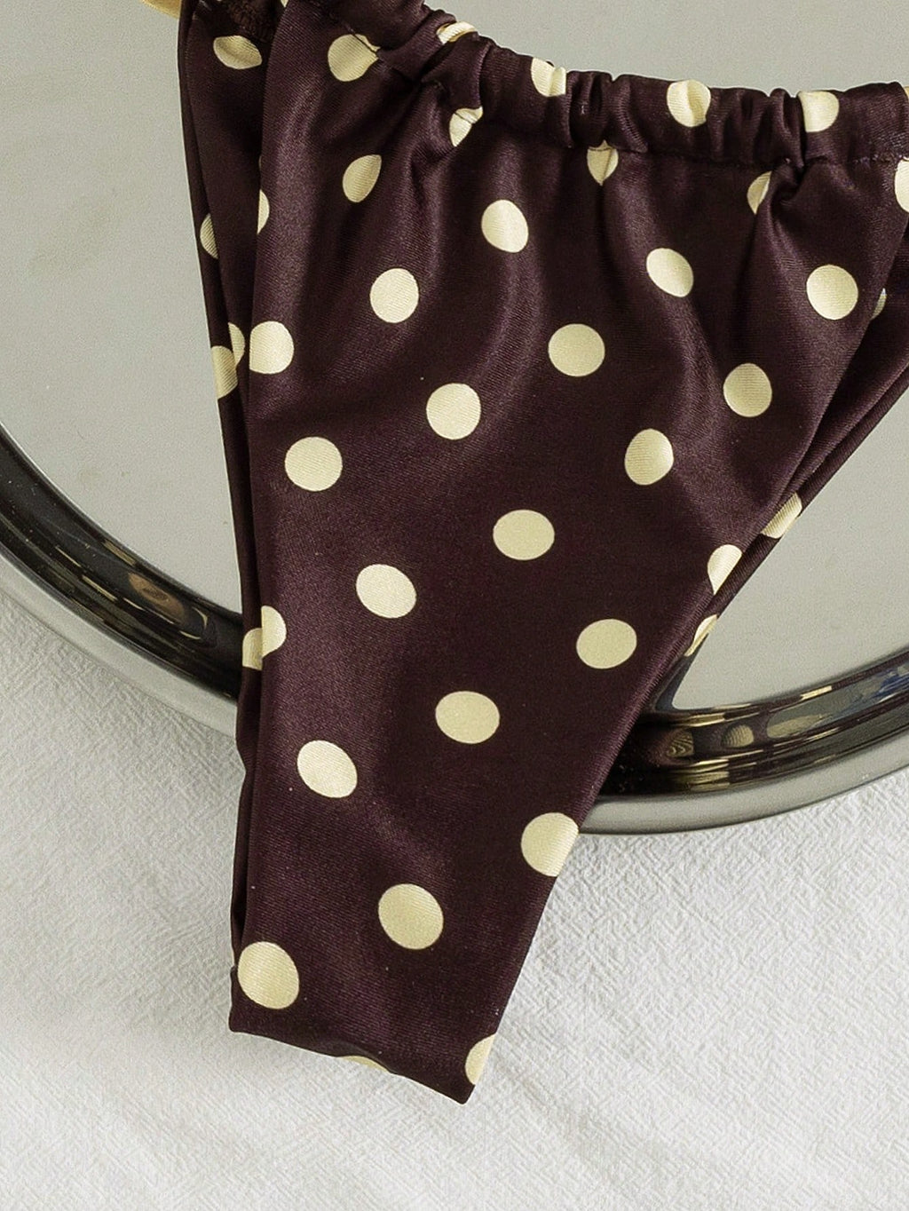 Swim Mod Contrast Color Polka Dot Print Halter Neck Tied Two Pieces