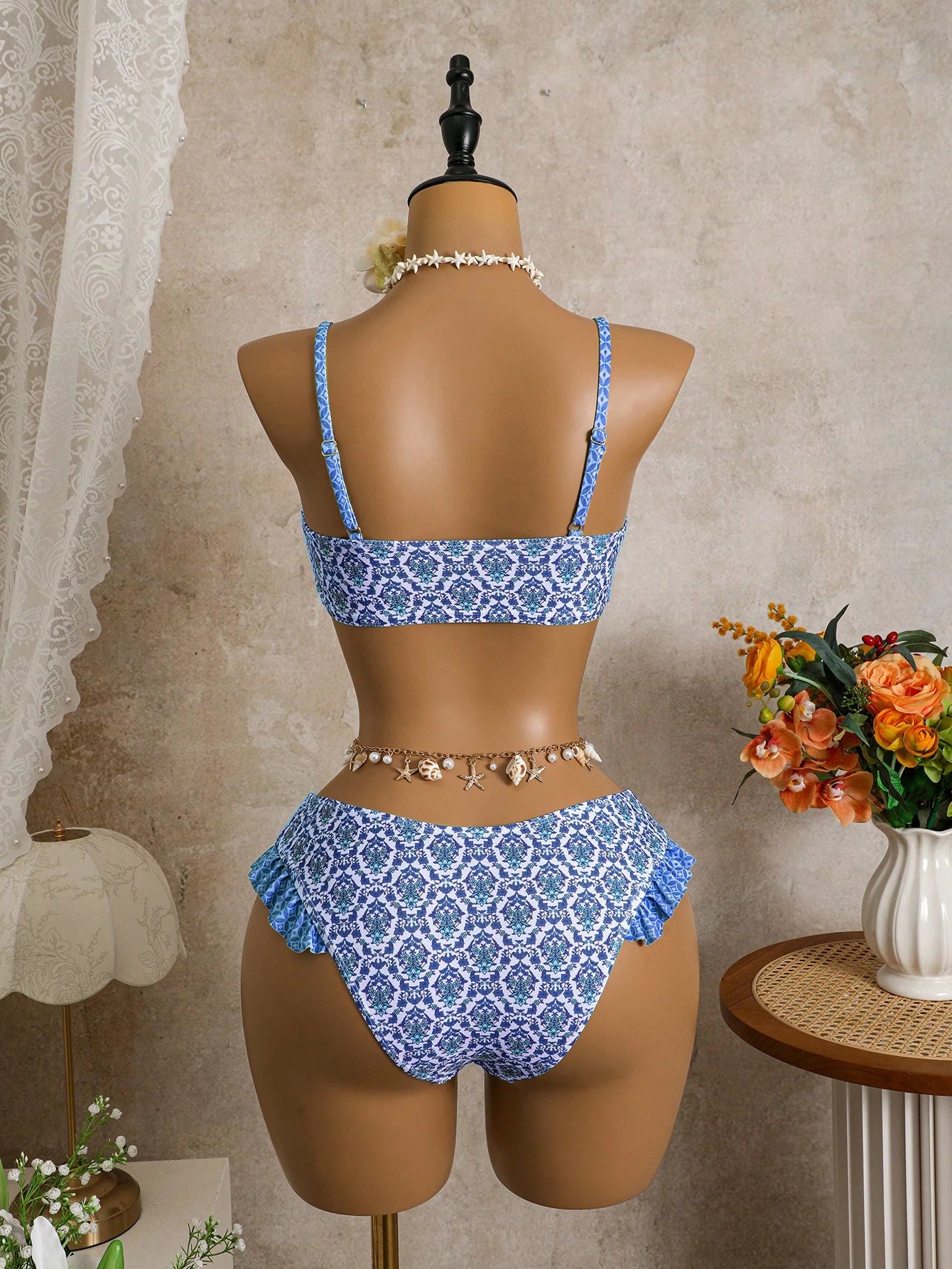 Bellisia Women's Summer Beach Floral Print Ruffle Trim Sexy Bikini Swimwear Set - image 2
