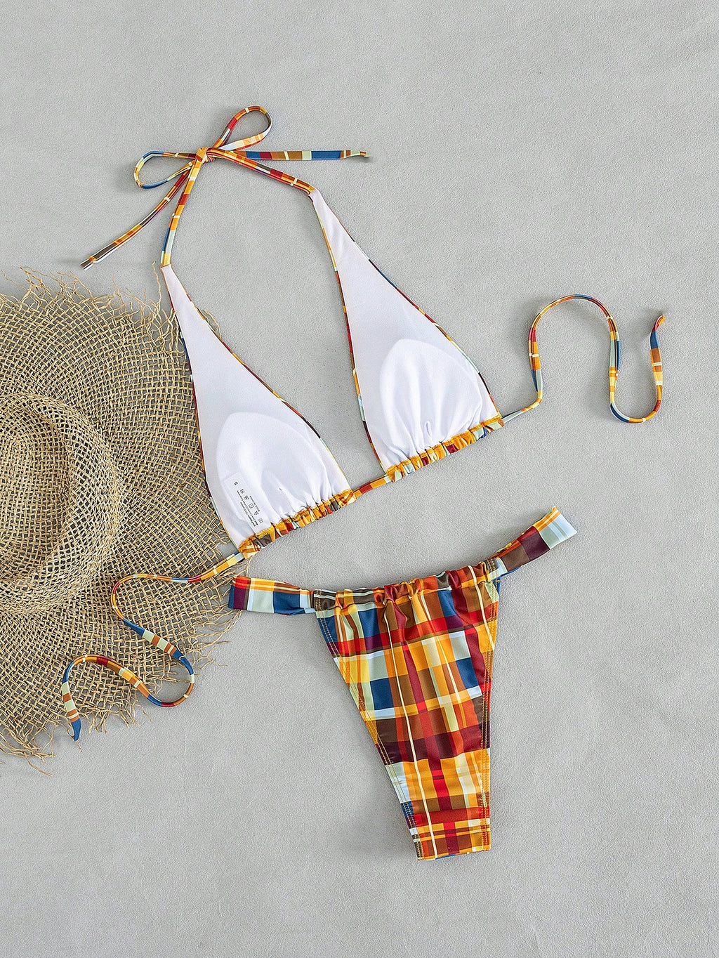 Women's Sexy Blue & Brown Polka Dot Bikini Set, Suitable For Beach,