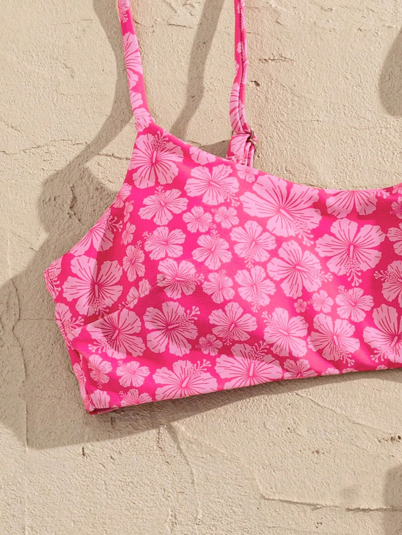 Women's Floral Print Bikini Set, Crop Top And Shorts, Fashionable