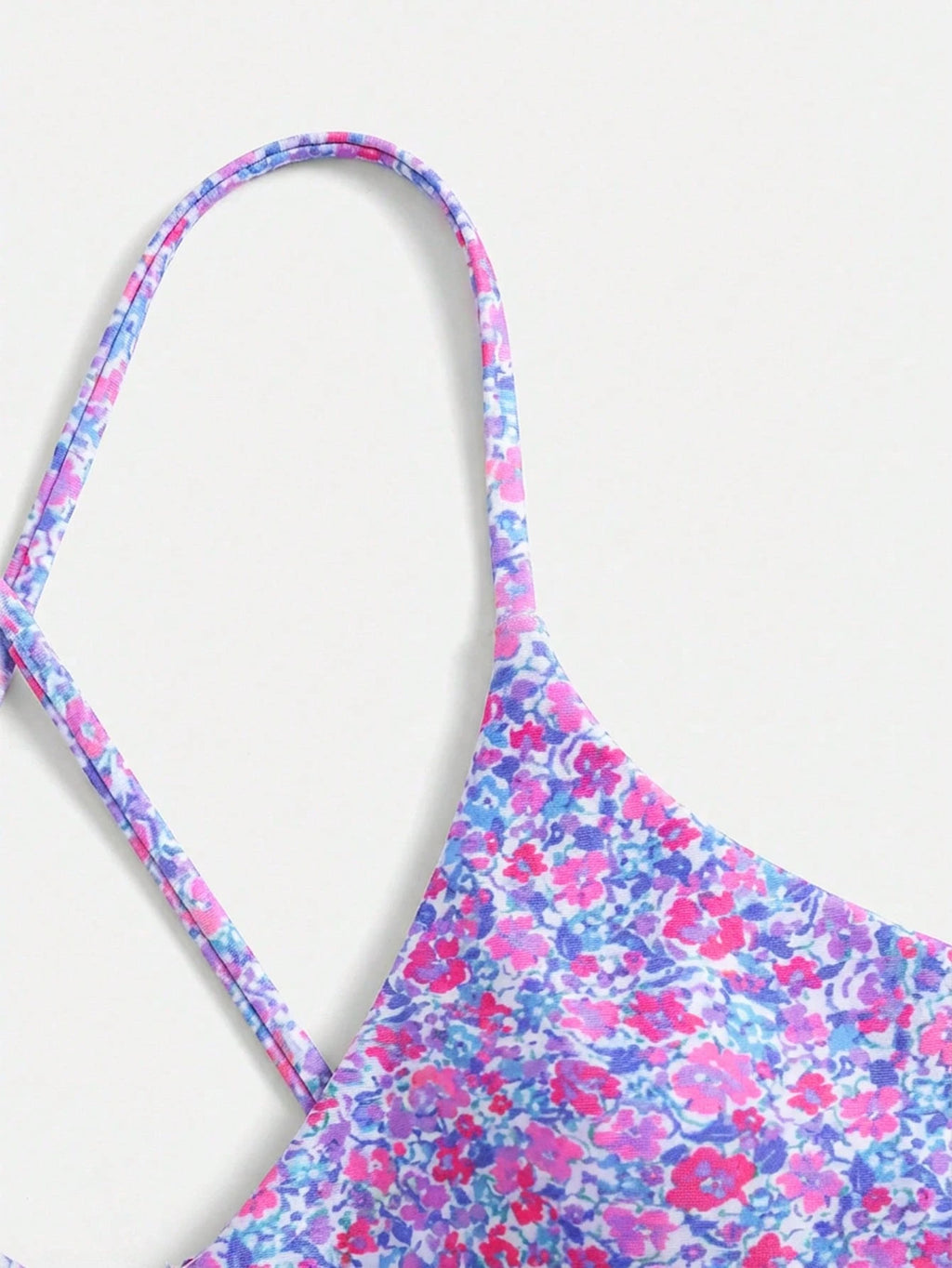 Swim Mod Ditsy Floral Casual Spaghetti Strap Bikini Swimwear, Wireless Vacation