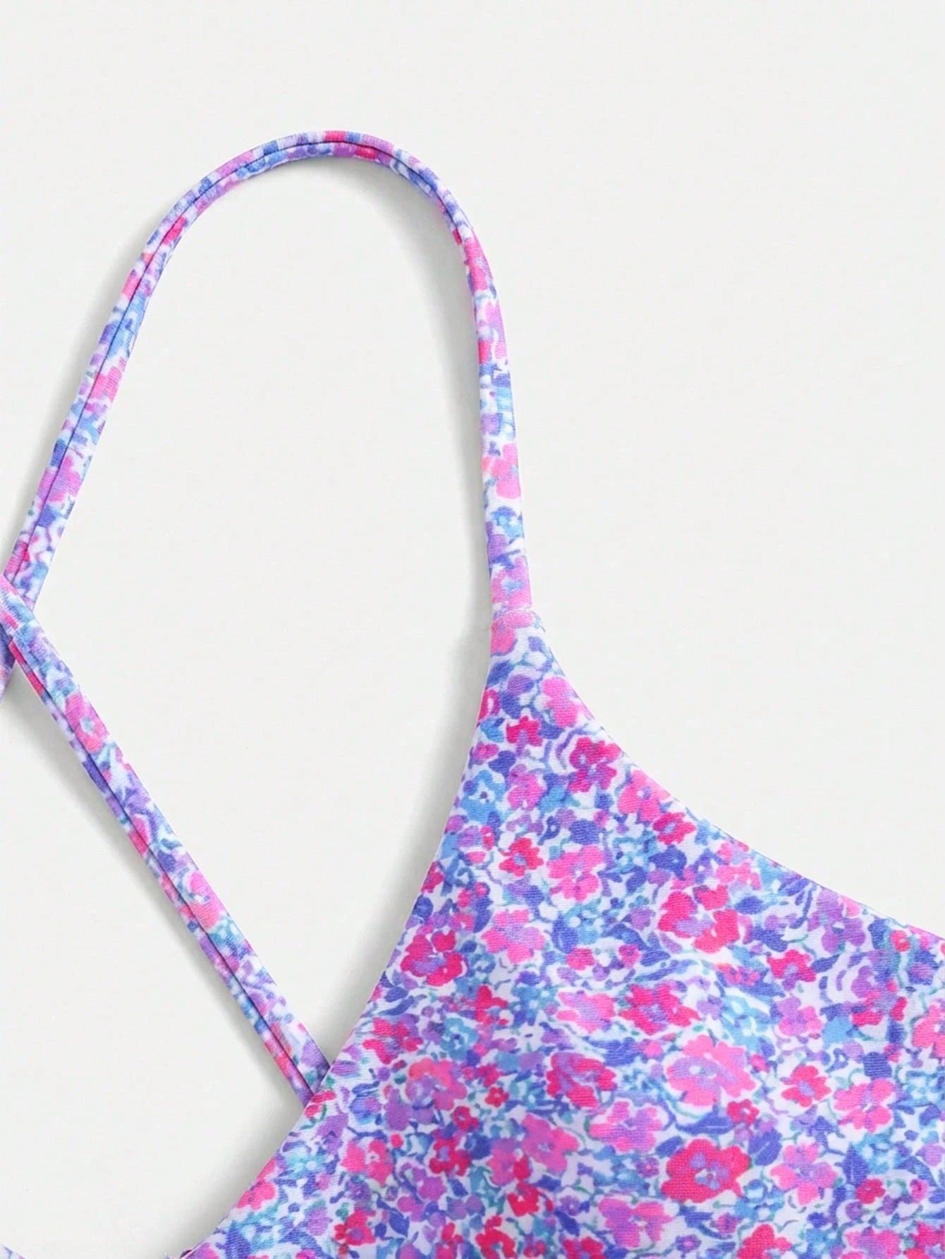 Swim Mod Ditsy Floral Casual Spaghetti Strap Bikini Swimwear, Wireless Vacation