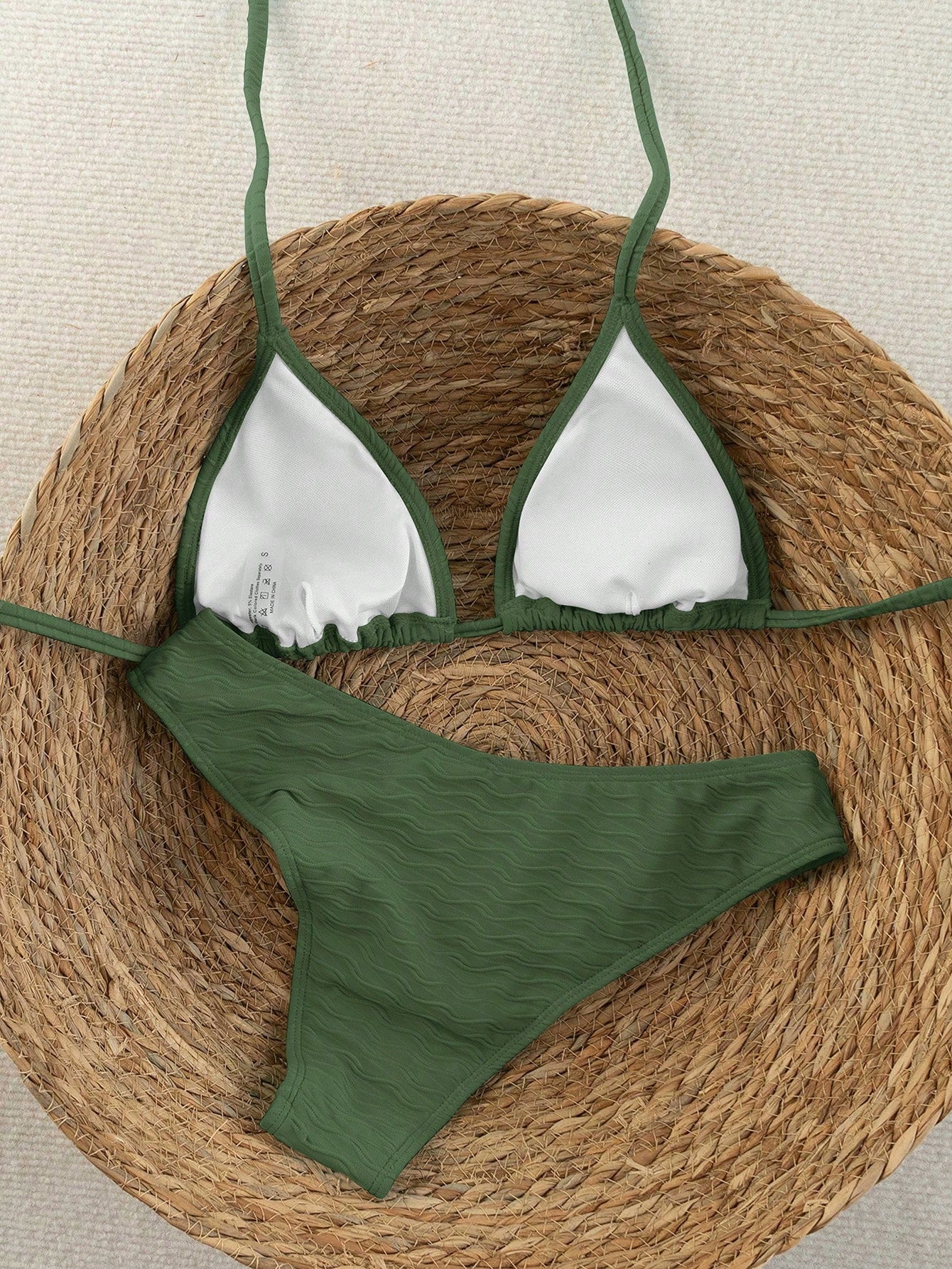Swim Women's Summer Beach Contrast Neon Trim Back Cross Sexy Halter