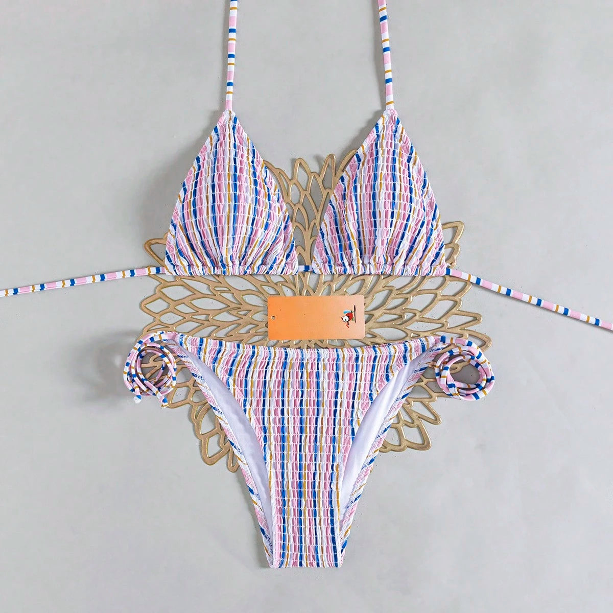 Popular Ruched Leopard Print Halter Two Pieces Bikini, European