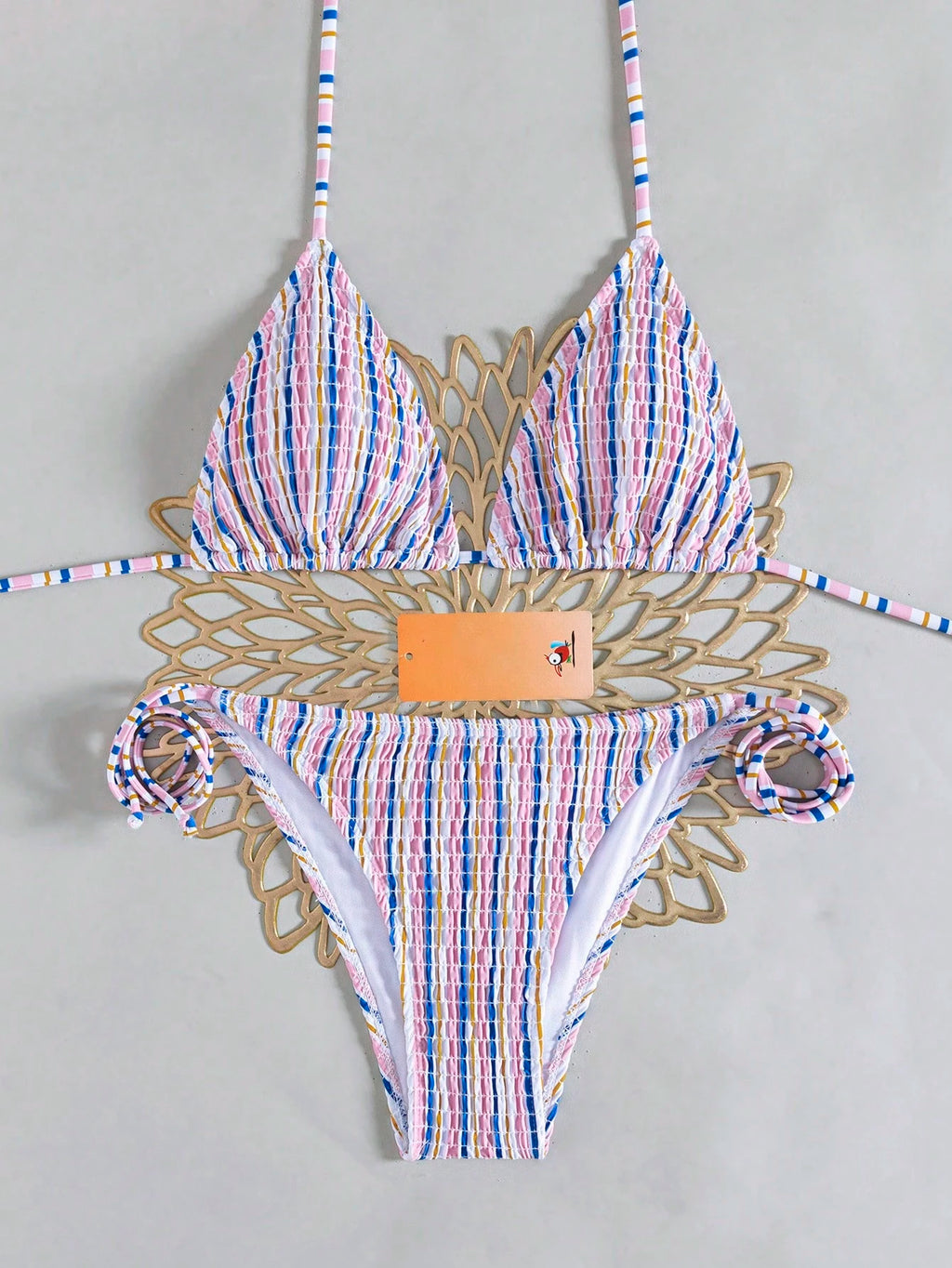 Popular Ruched Leopard Print Halter Two Pieces Bikini, European