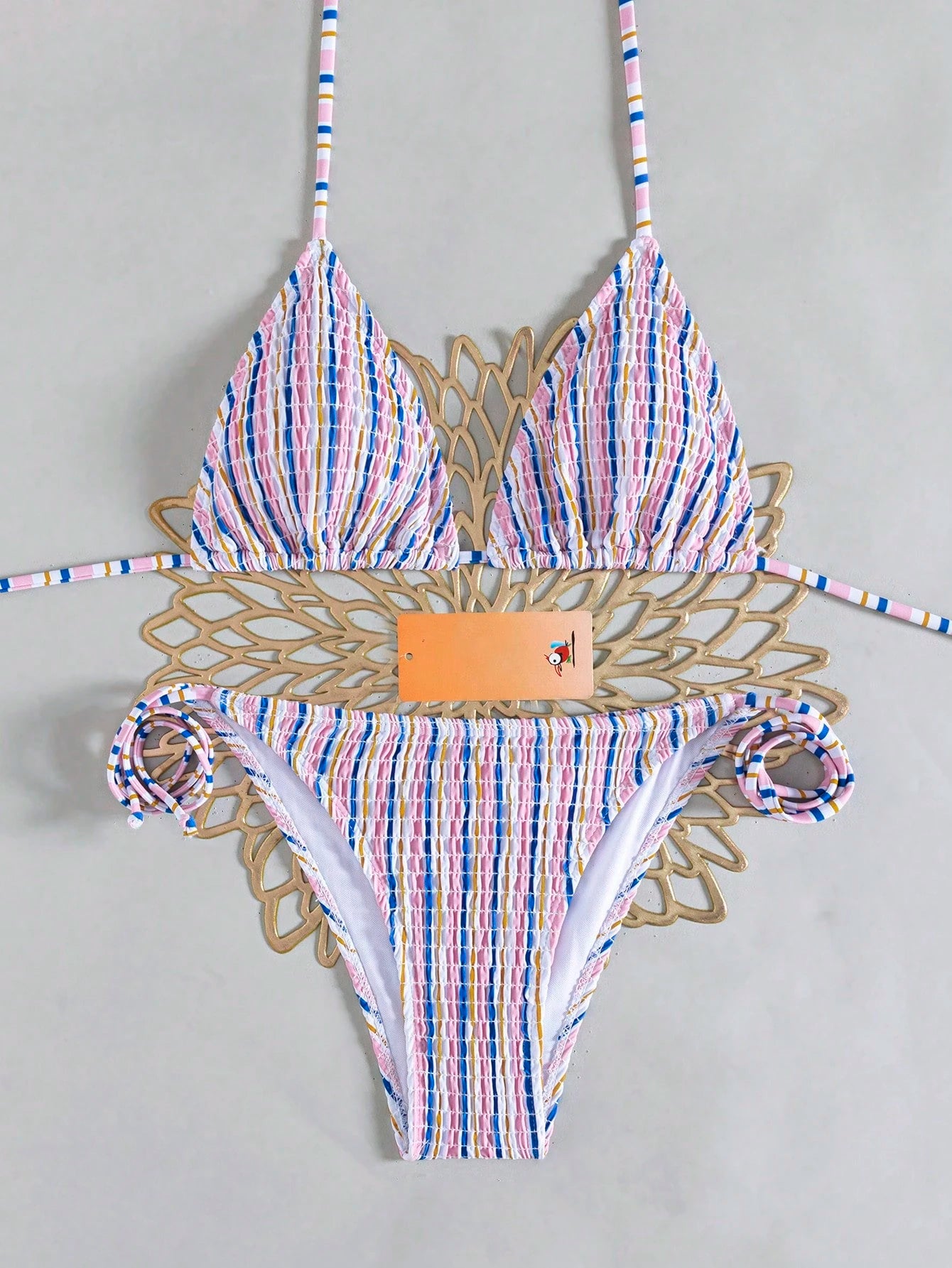 Popular Ruched Leopard Print Halter Two Pieces Bikini, European