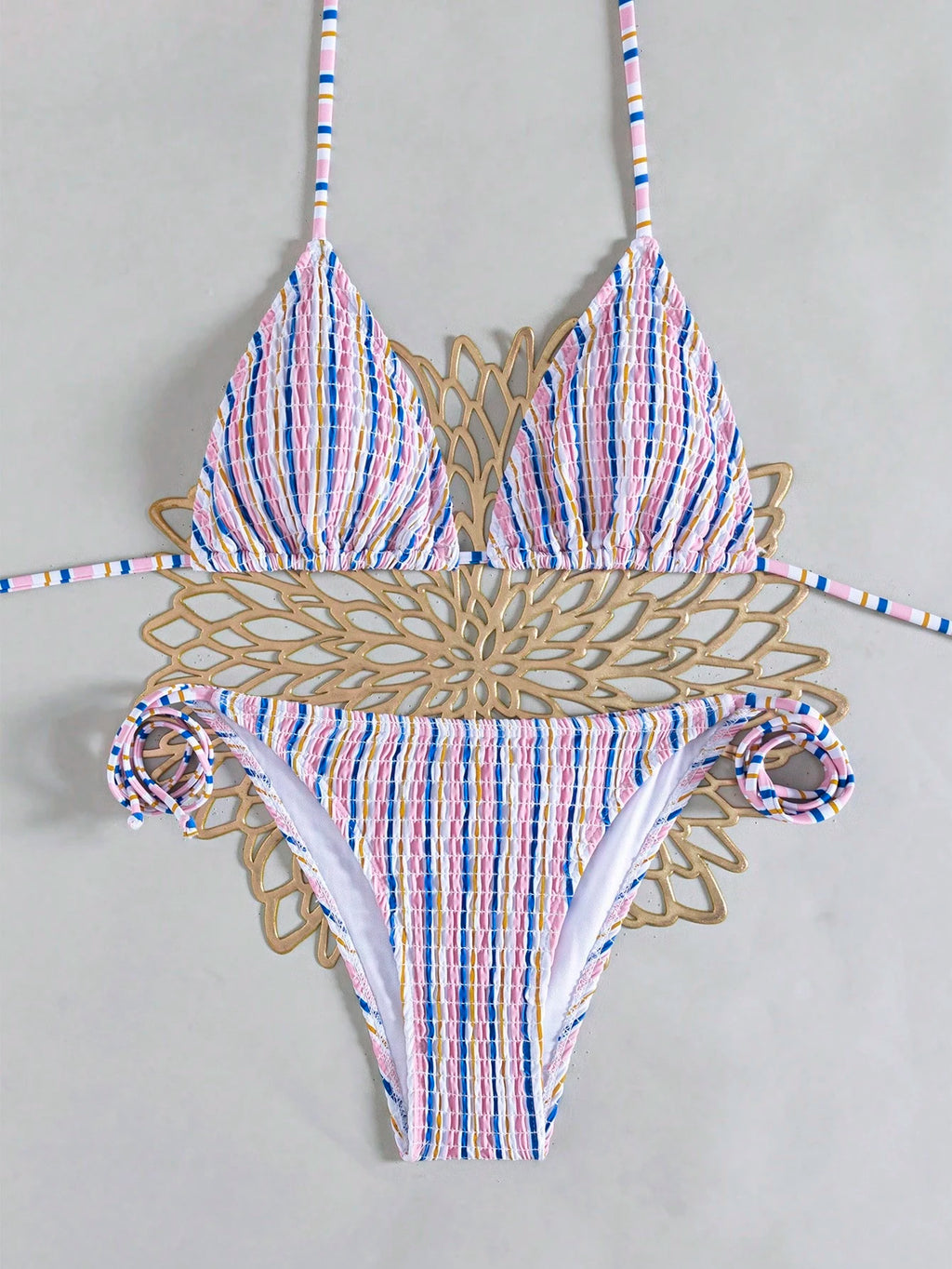 Popular Ruched Leopard Print Halter Two Pieces Bikini, European