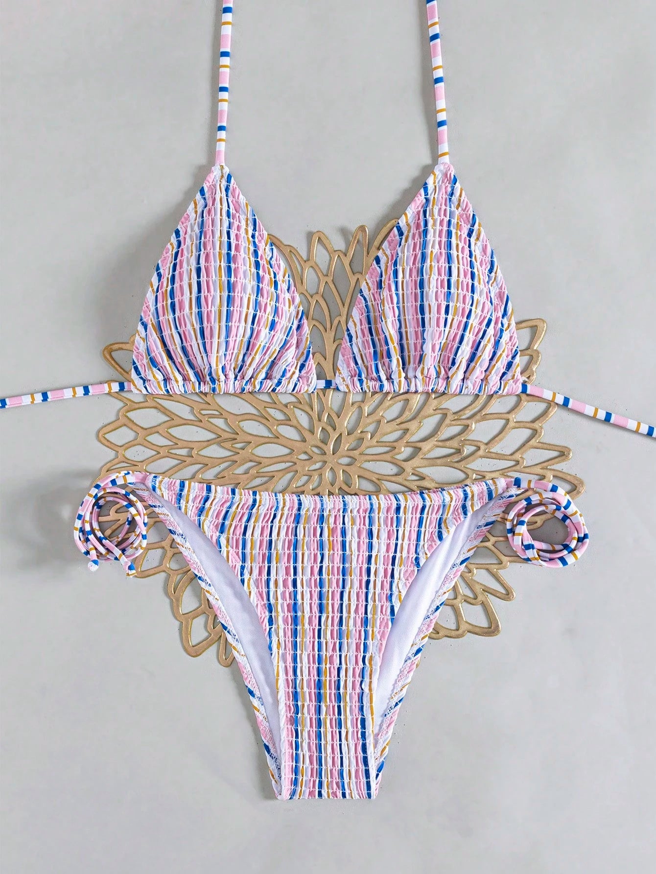 Popular Ruched Leopard Print Halter Two Pieces Bikini, European