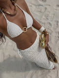 Costavie 3pcs Set Women White Summer Casual Holiday Pool Party