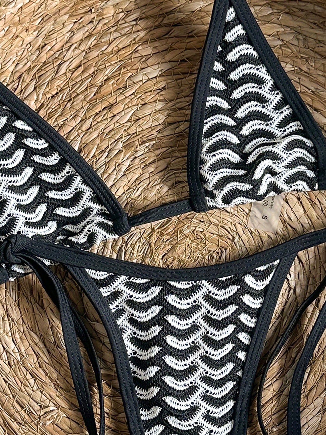Swim Vcay Swim 2pcs/Set Snake Skin Textured Halter Triangle Bikini,Metallic Baby