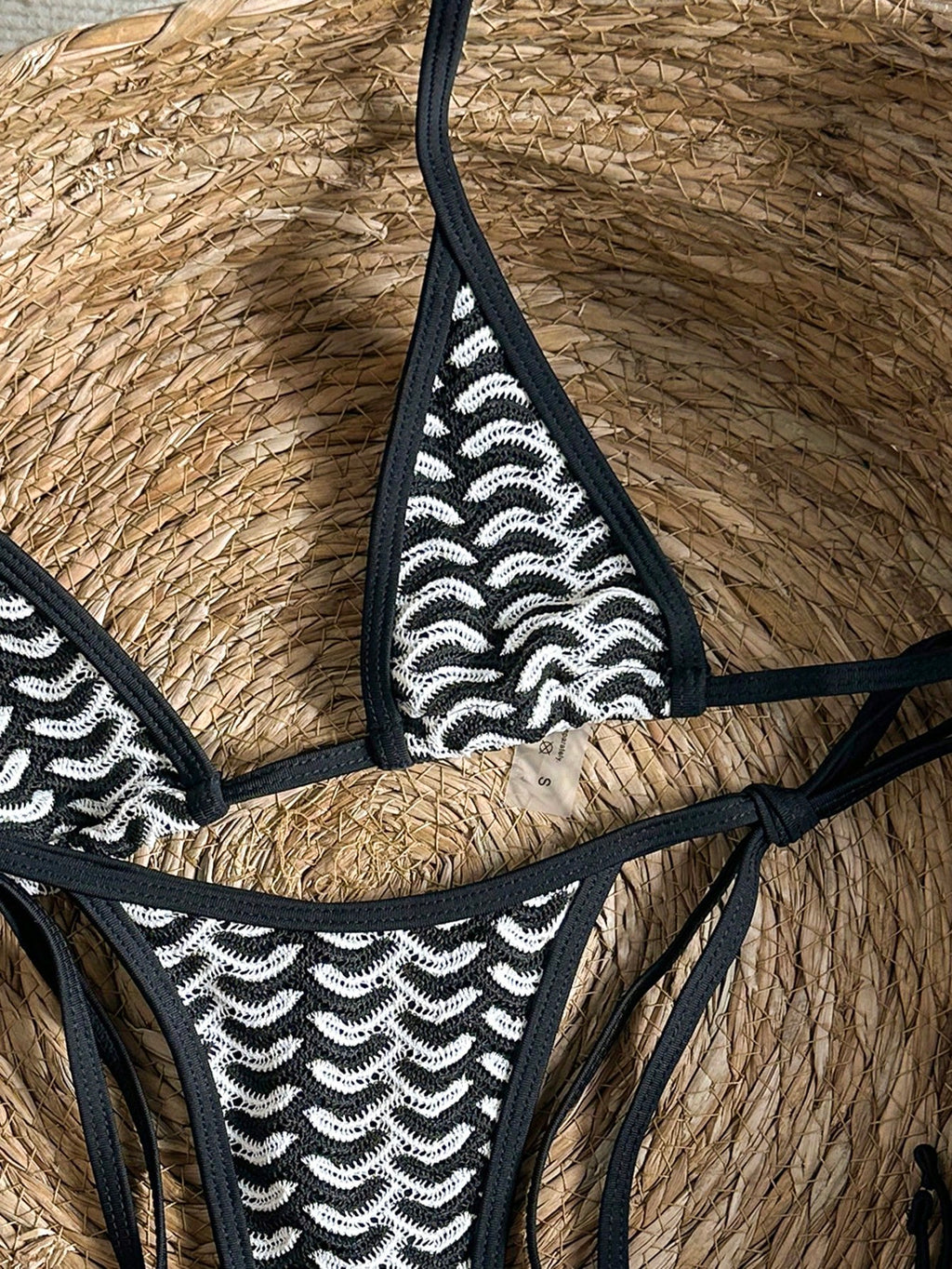 Swim Vcay Swim 2pcs/Set Snake Skin Textured Halter Triangle Bikini,Metallic Baby