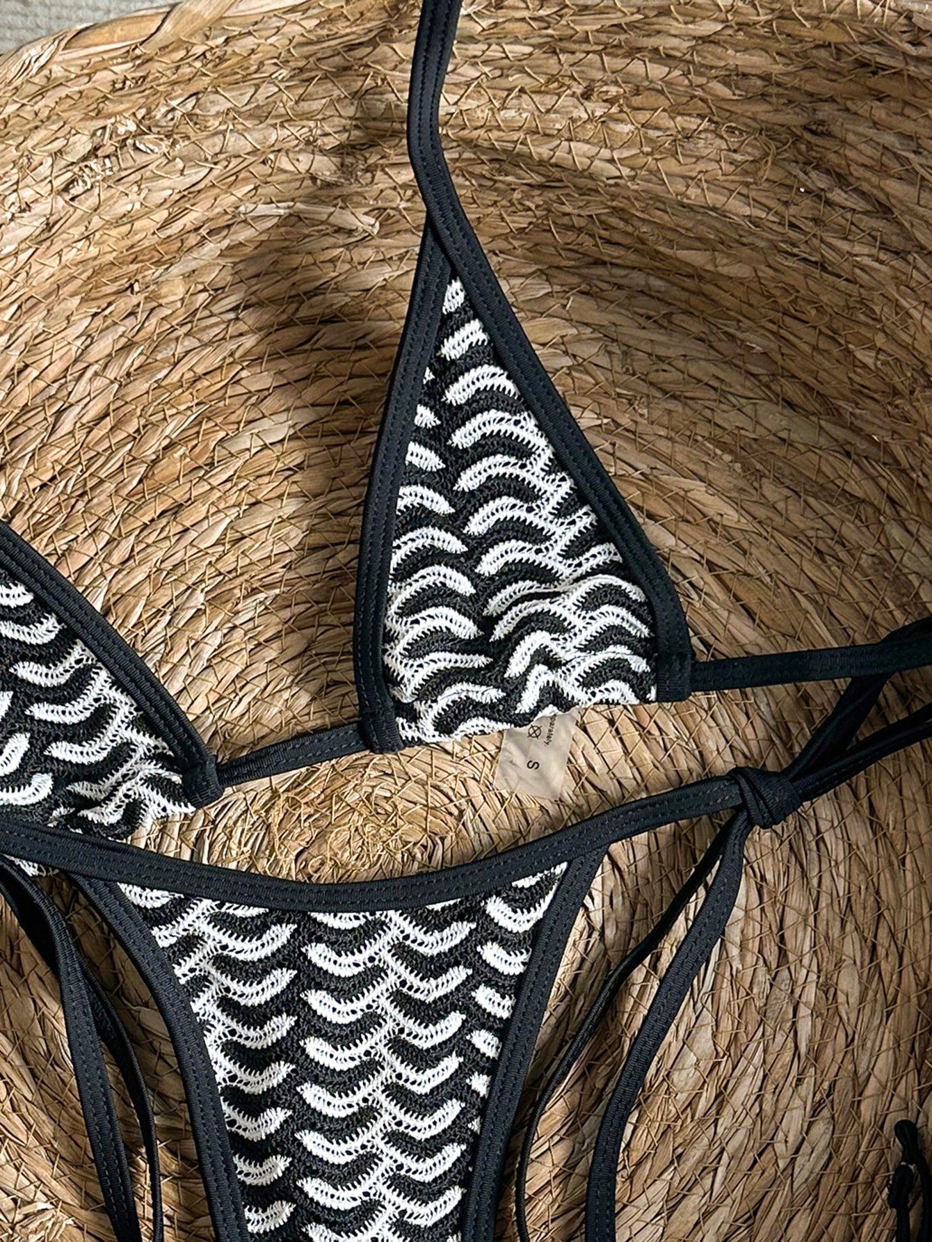Swim Vcay Swim 2pcs/Set Snake Skin Textured Halter Triangle Bikini,Metallic Baby