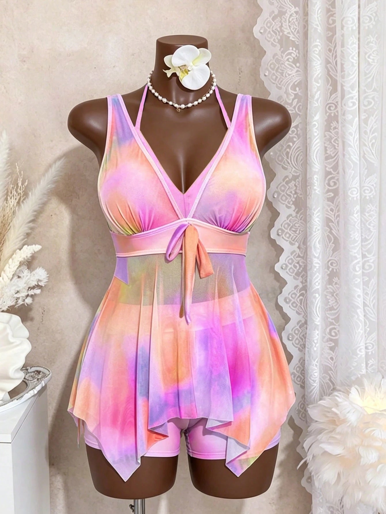 Swim Mod 2 Pieces Plus Size Women Tie Dye V-Neck Camouflage Print Modest Bikini Summer - image 11