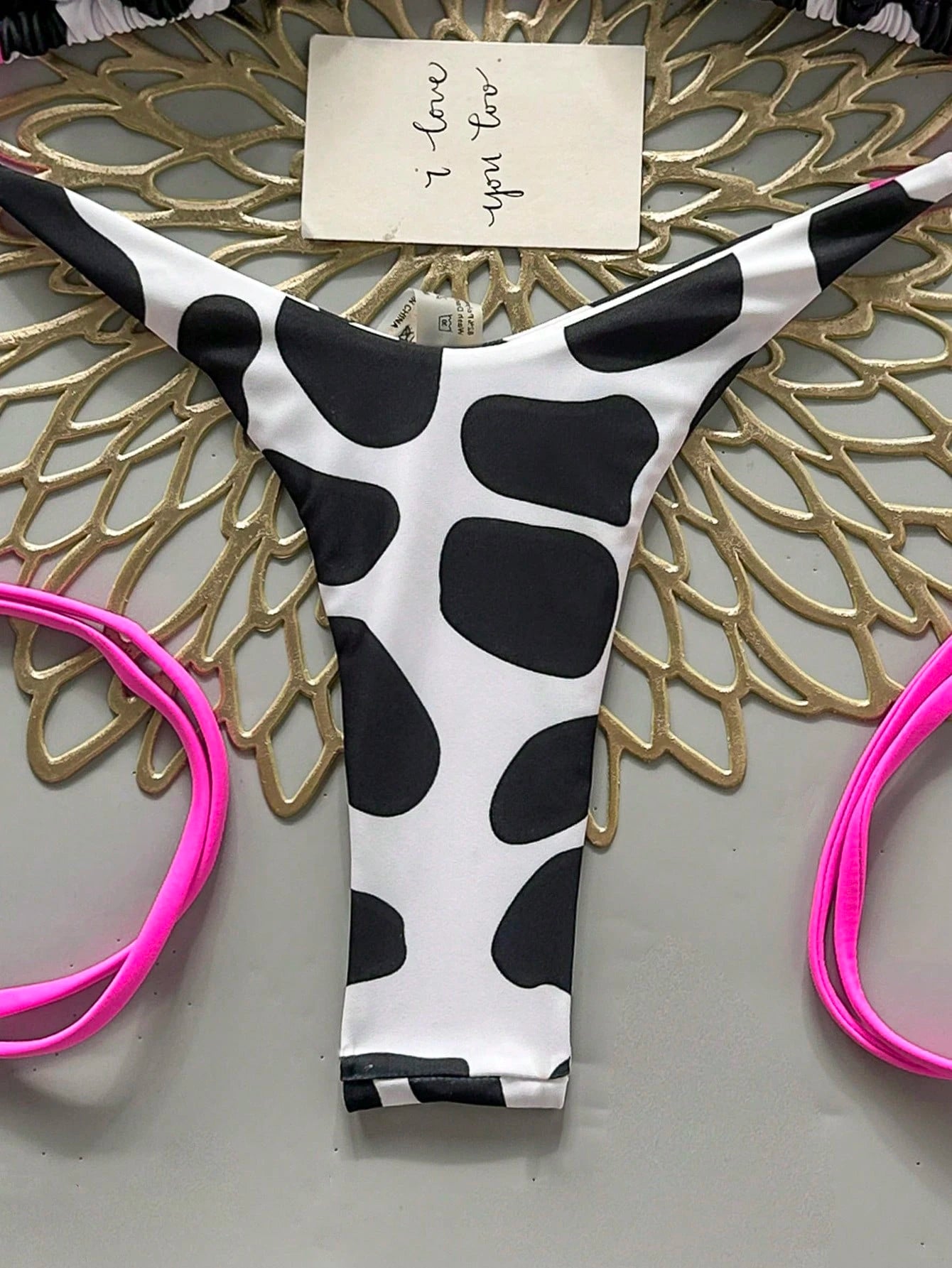 Women's Summer Beach Cow Print Halter Tie Sexy Bikini And Triangle