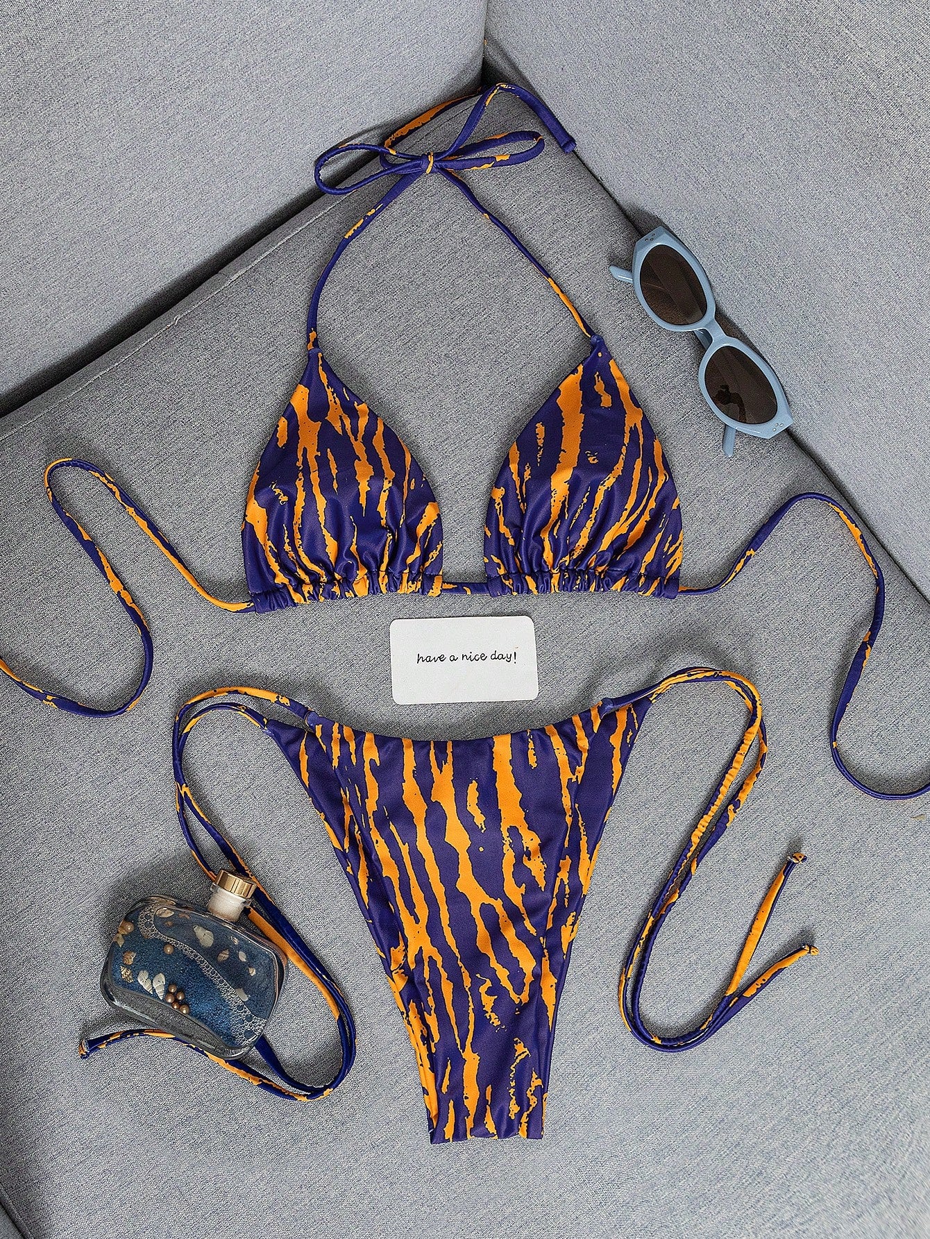 2026 Fashion Sexy Faux Wood Grain Personalized Print Women's Bikini