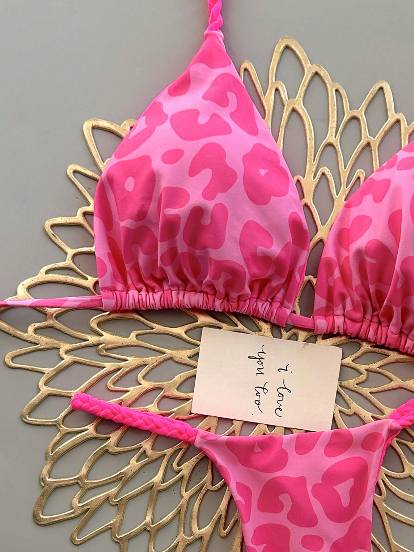 Geometric & Tropical Floral Print Casual Cute Elegant Sexy Bohemian Style Tie-Front Bikini Swimwear Set For - image 4