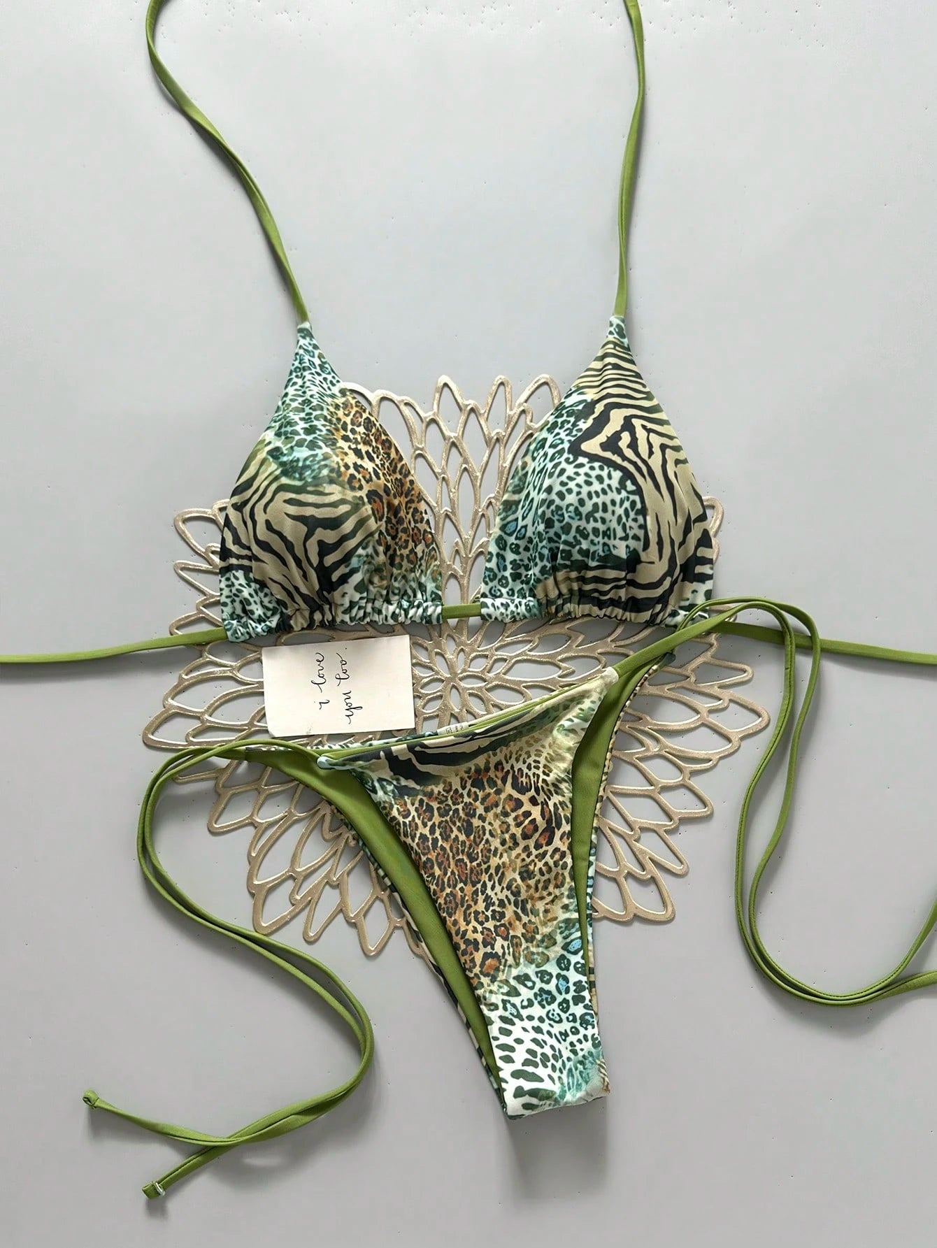 Sexy Vintage Leopard Print Pattern Bikini Two Pieces Swimwear For