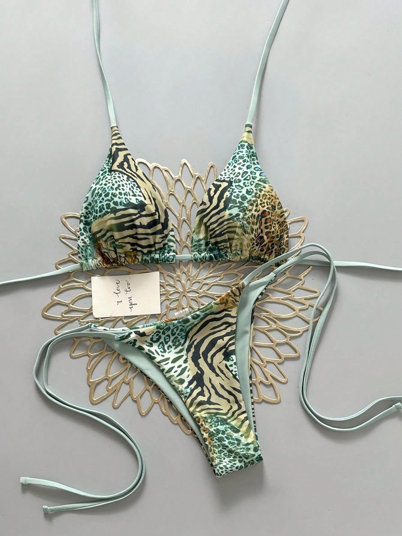 Sexy Vintage Leopard Print Pattern Bikini Two Pieces Swimwear For