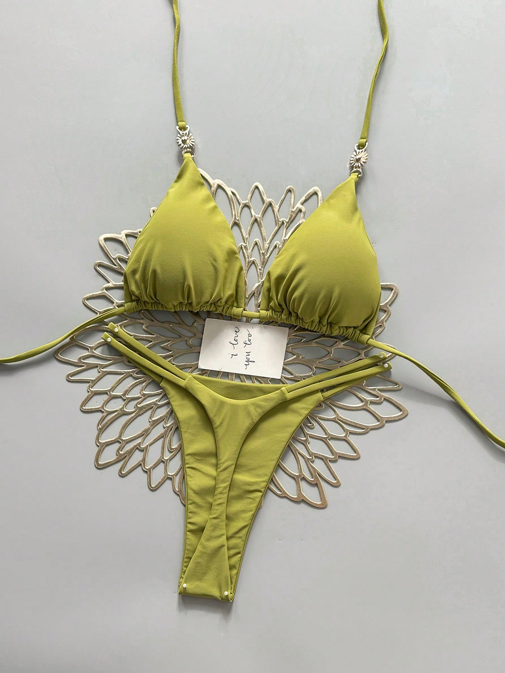 2pcs Casual Elegant Sexy Bohemian Floral Tie-Dye Trim Bikini Swimwear, Suitable