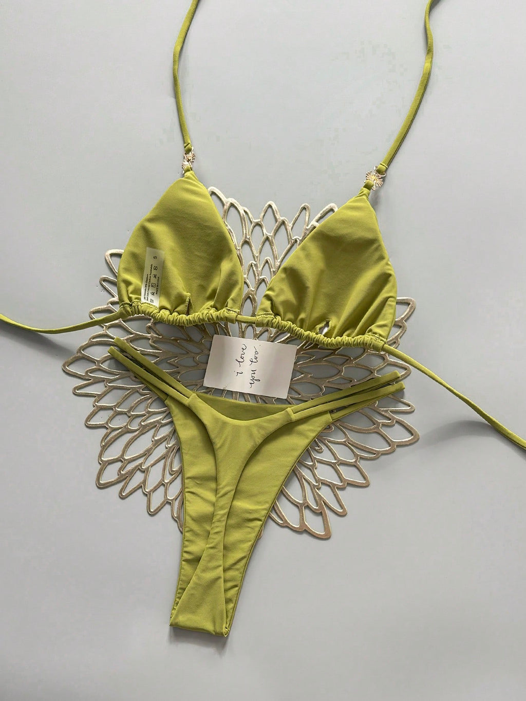 2pcs Casual Elegant Sexy Bohemian Floral Tie-Dye Trim Bikini Swimwear, Suitable