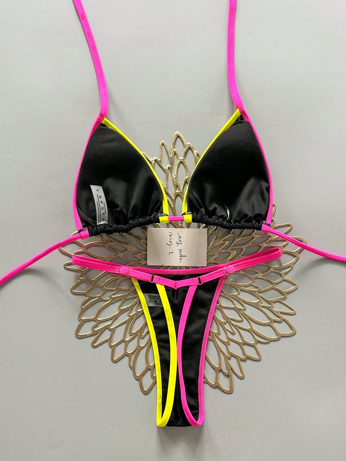 2pcs Casual Elegant Sexy Bohemian Floral Tie-Dye Trim Bikini