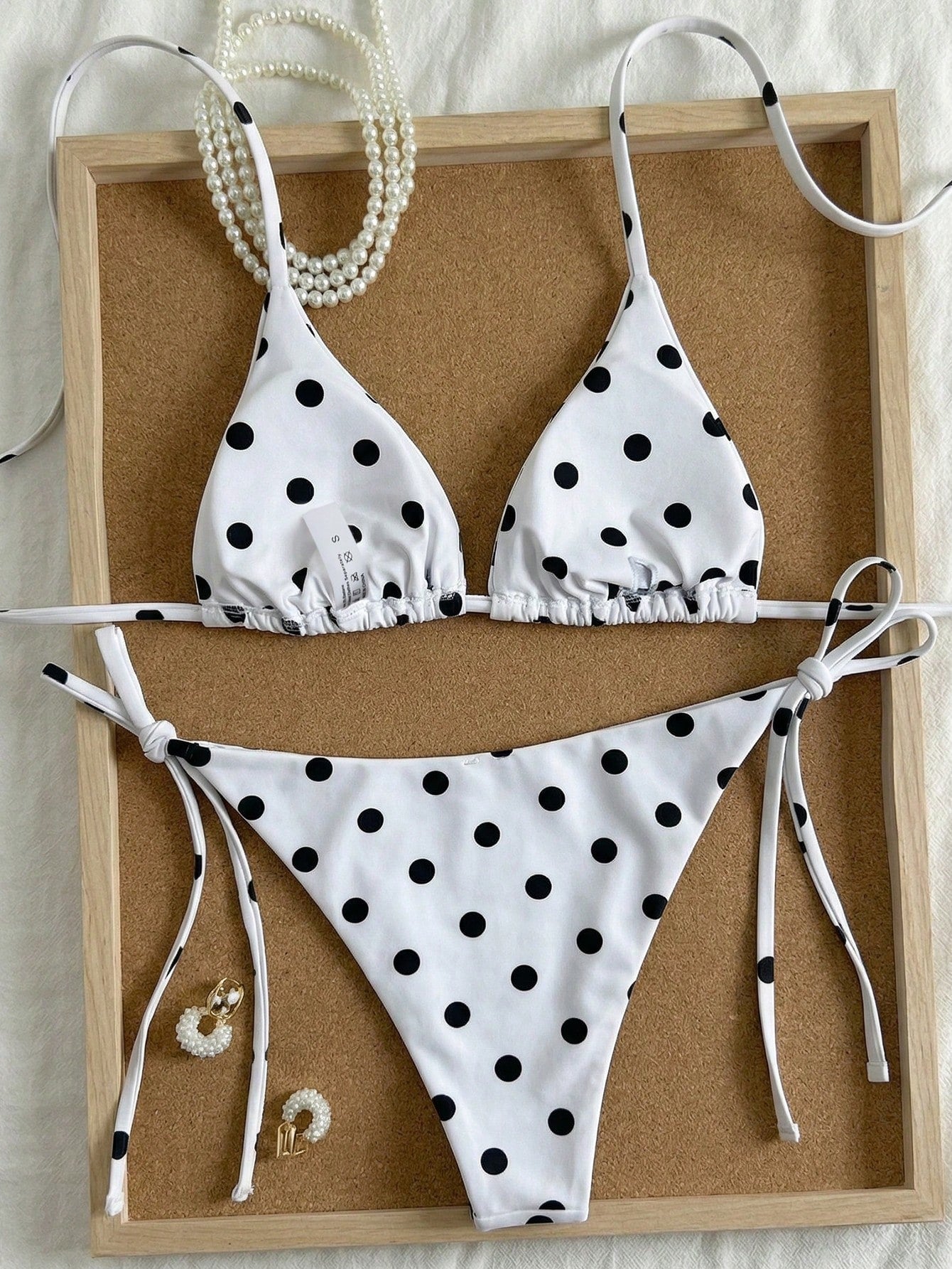 Swim Mod Women's Summer New Edged Halter Backless Tie Side Allover