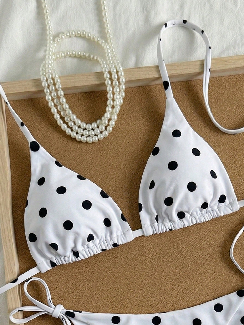 Swim Mod Women's Summer New Edged Halter Backless Tie Side Allover