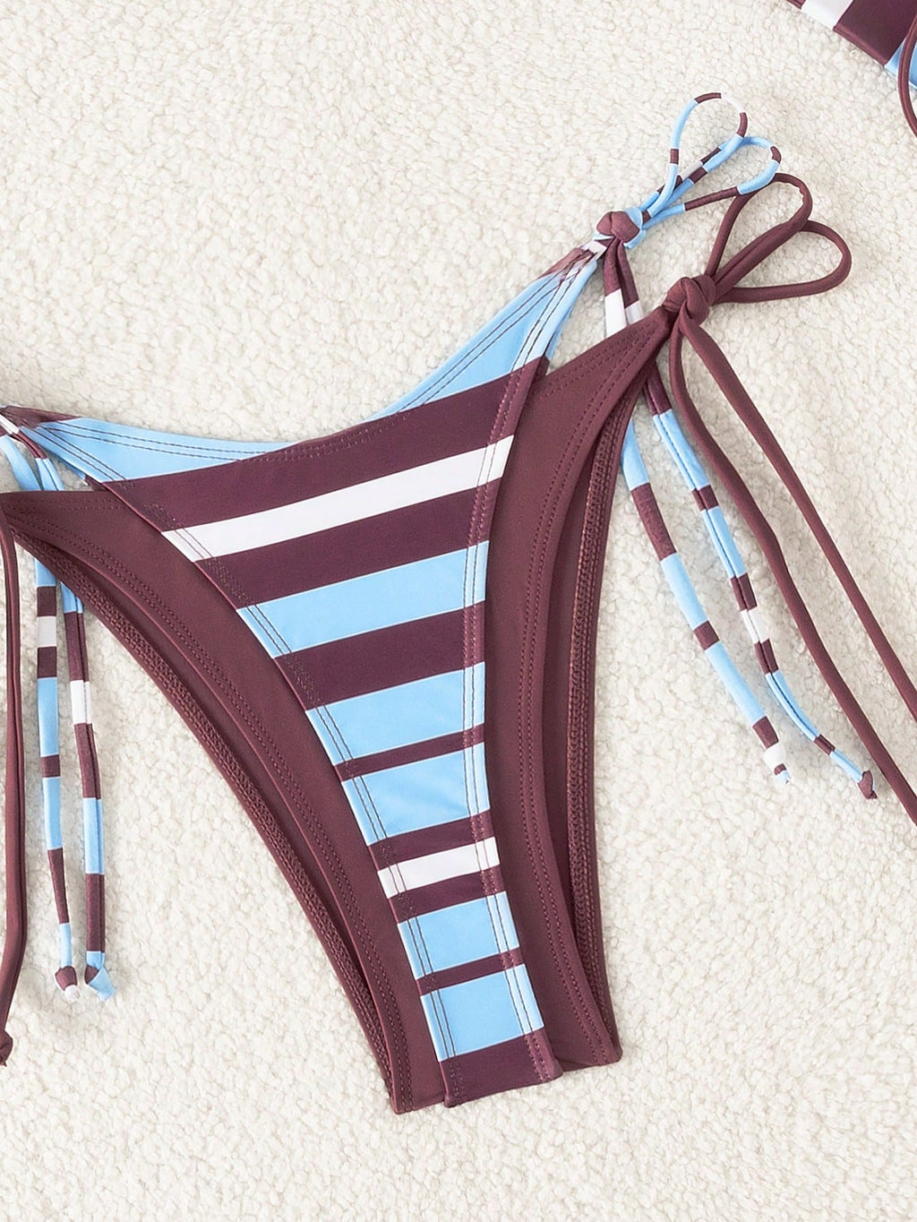 Sirith Women's New Striped Print Viral 3 PiecesSwimsuit Set, Fashionable Sexy Be