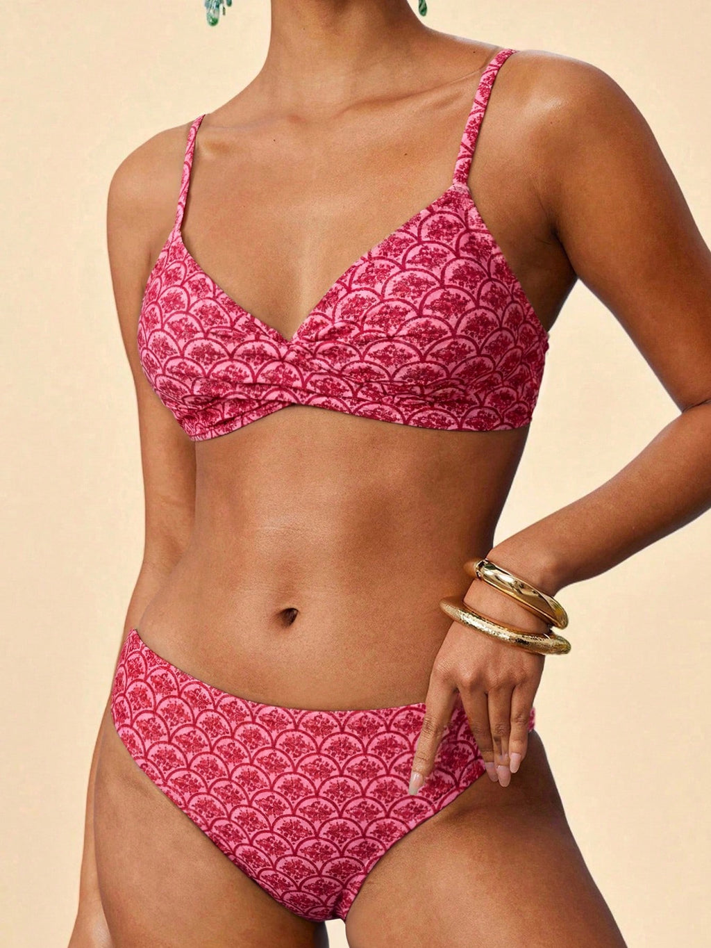 Travachic Women's Blue Gingham Bikini Set With Straps Beach Pool