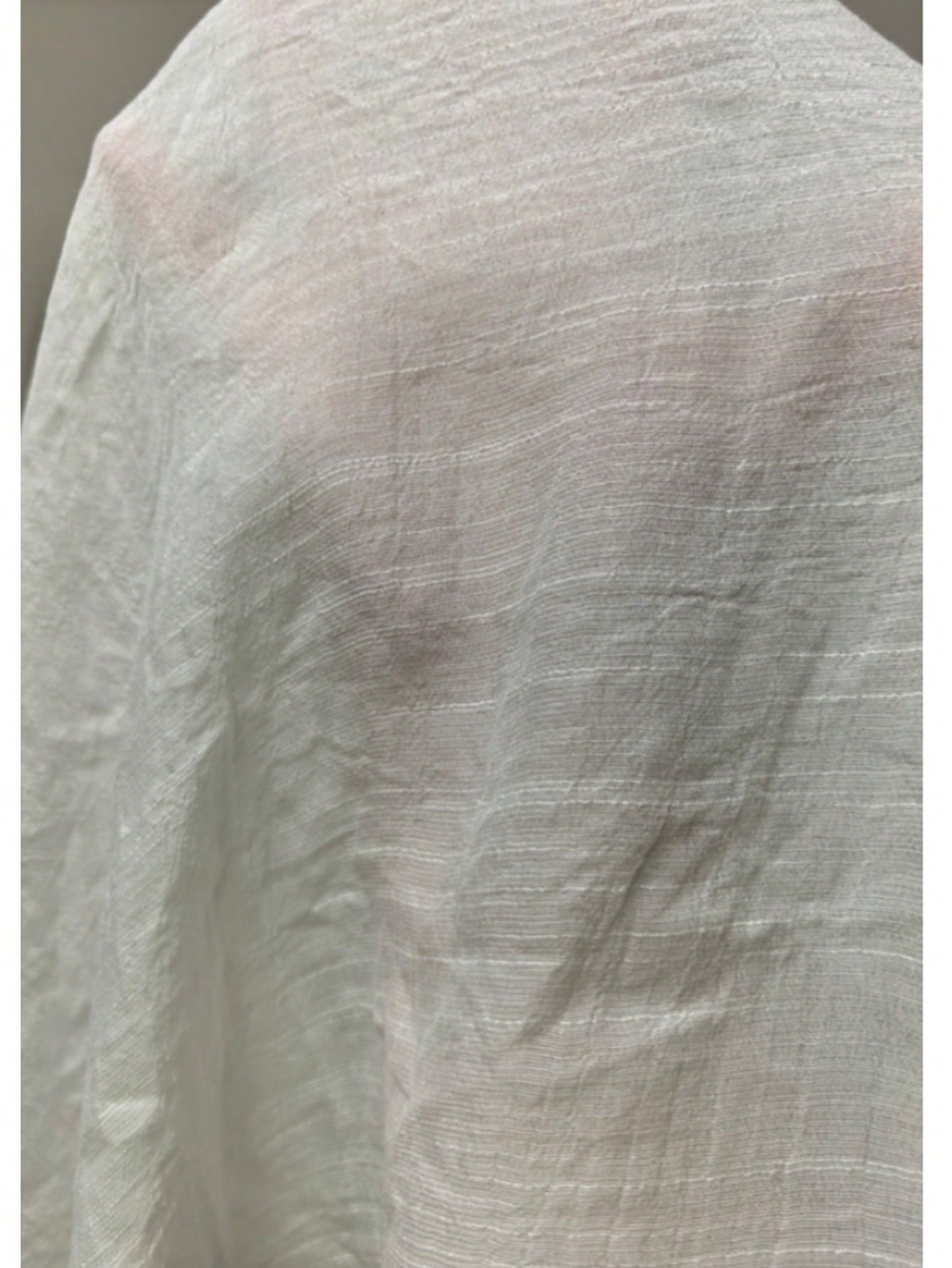Plus Size Women's Summer White Batwing 3/4 Sleeve Cover Up, White , Single-Breasted Shirt, Solid Color , - image 6